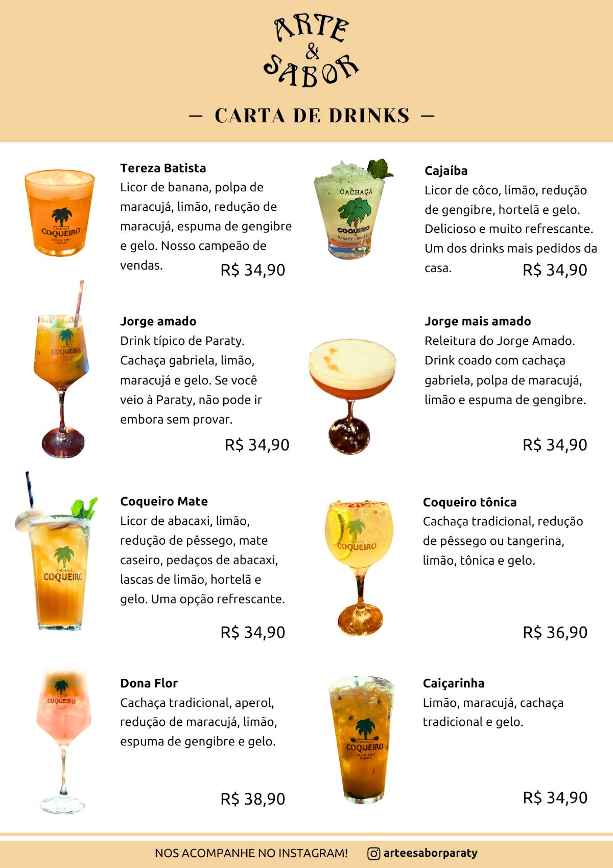 Restaurante Arte e Sabor cardápio