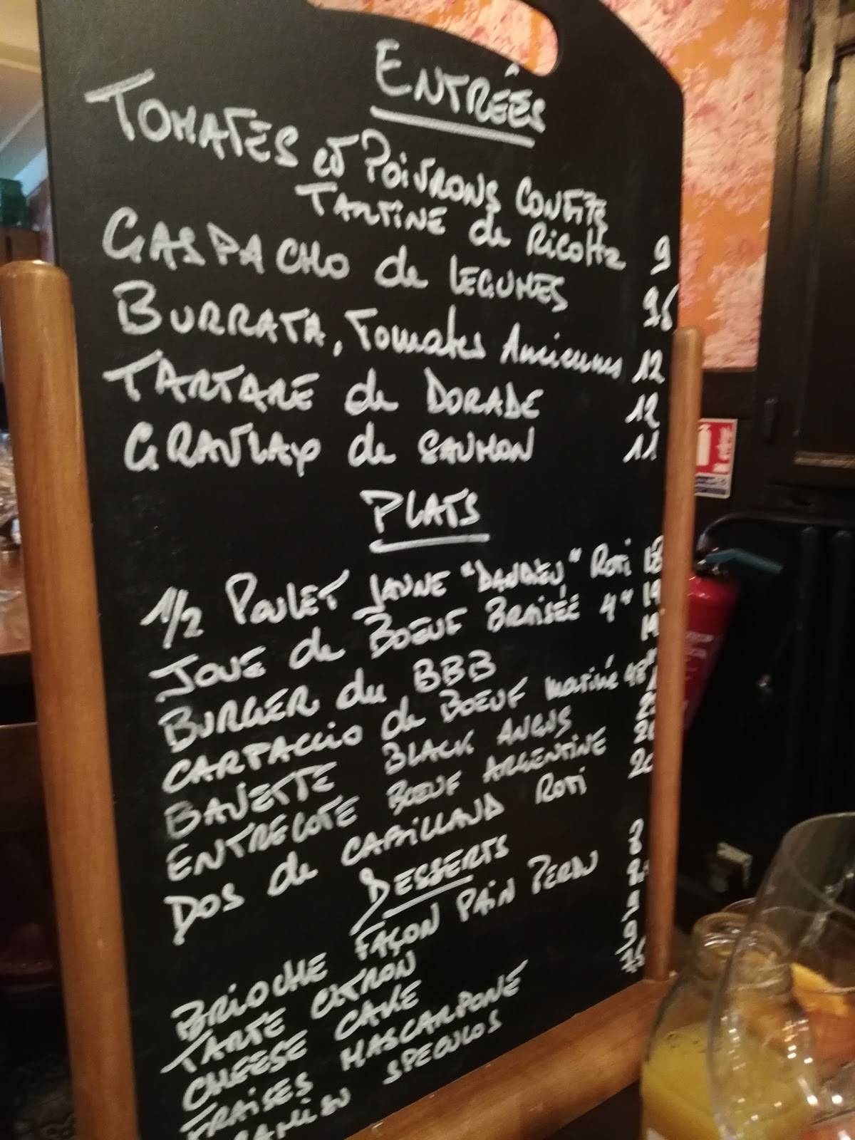 Menu de Restaurant BBB