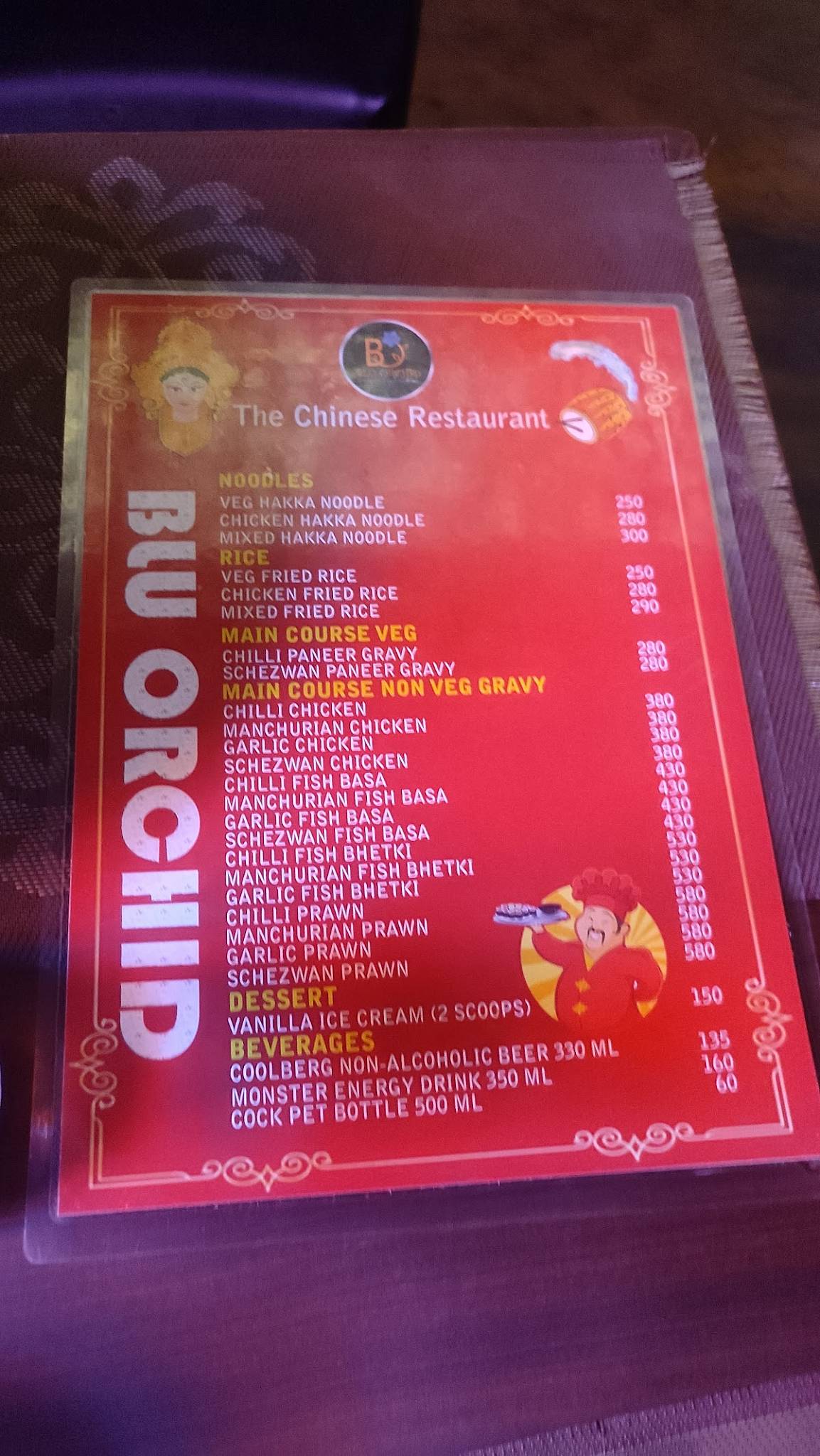 BLU ORCHID menu