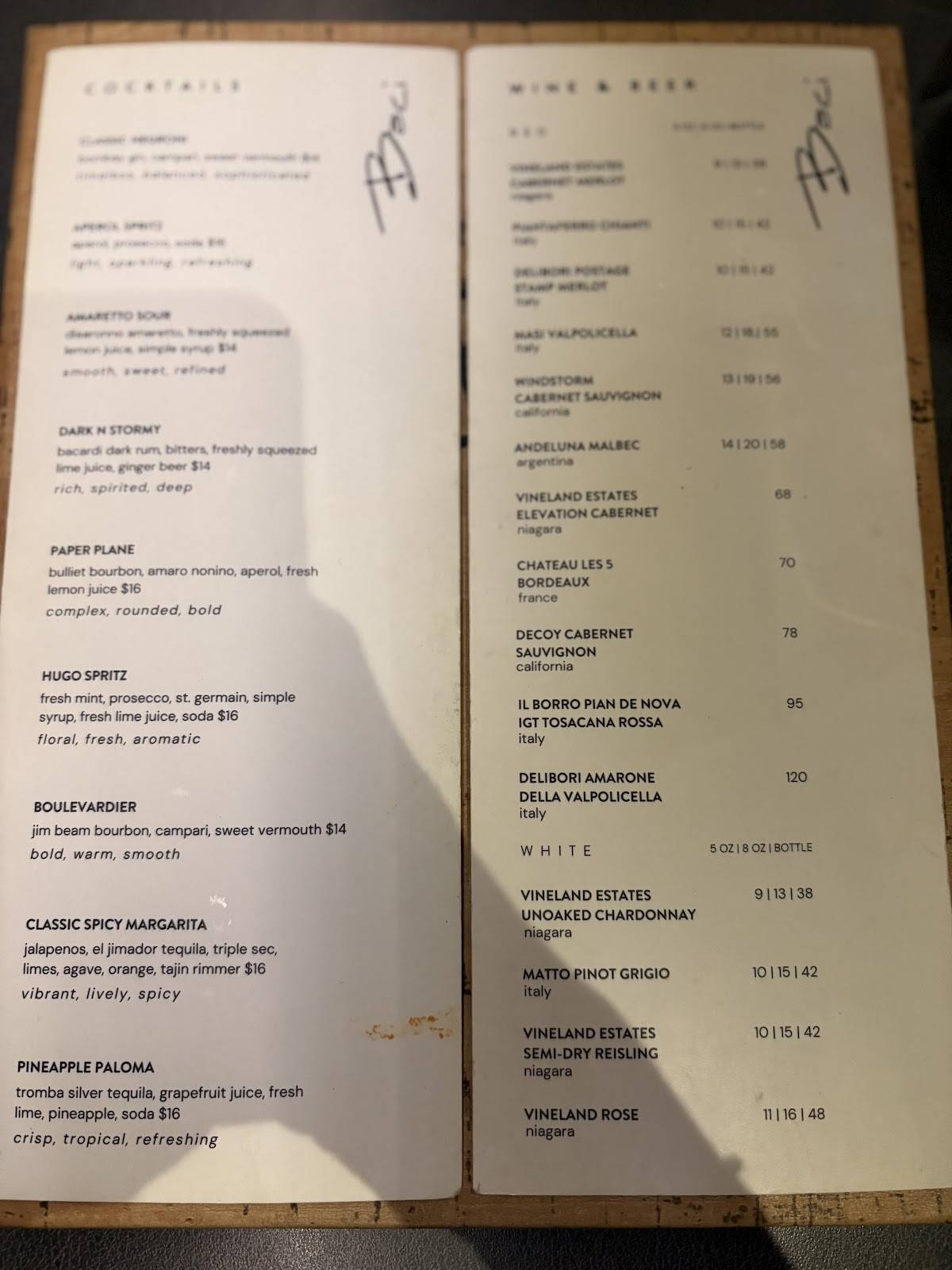 Menu de Baci Ristorante