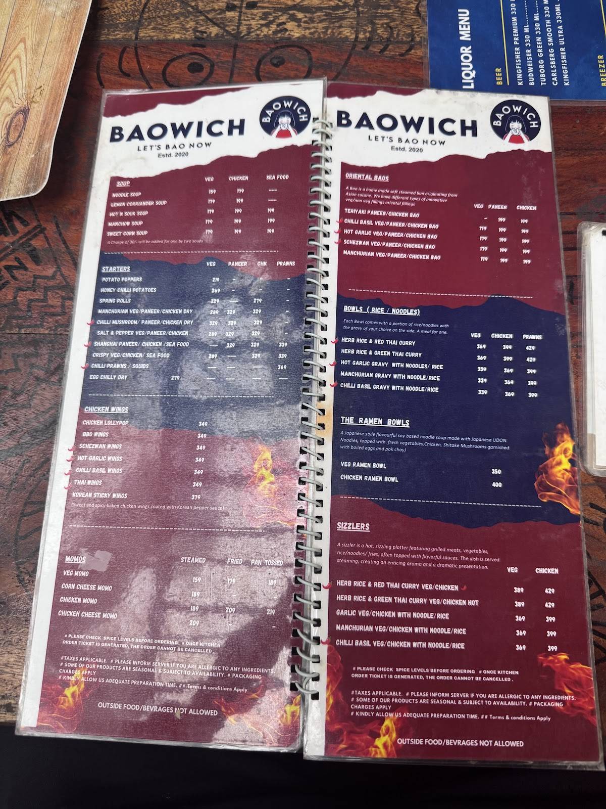 Baowich menu