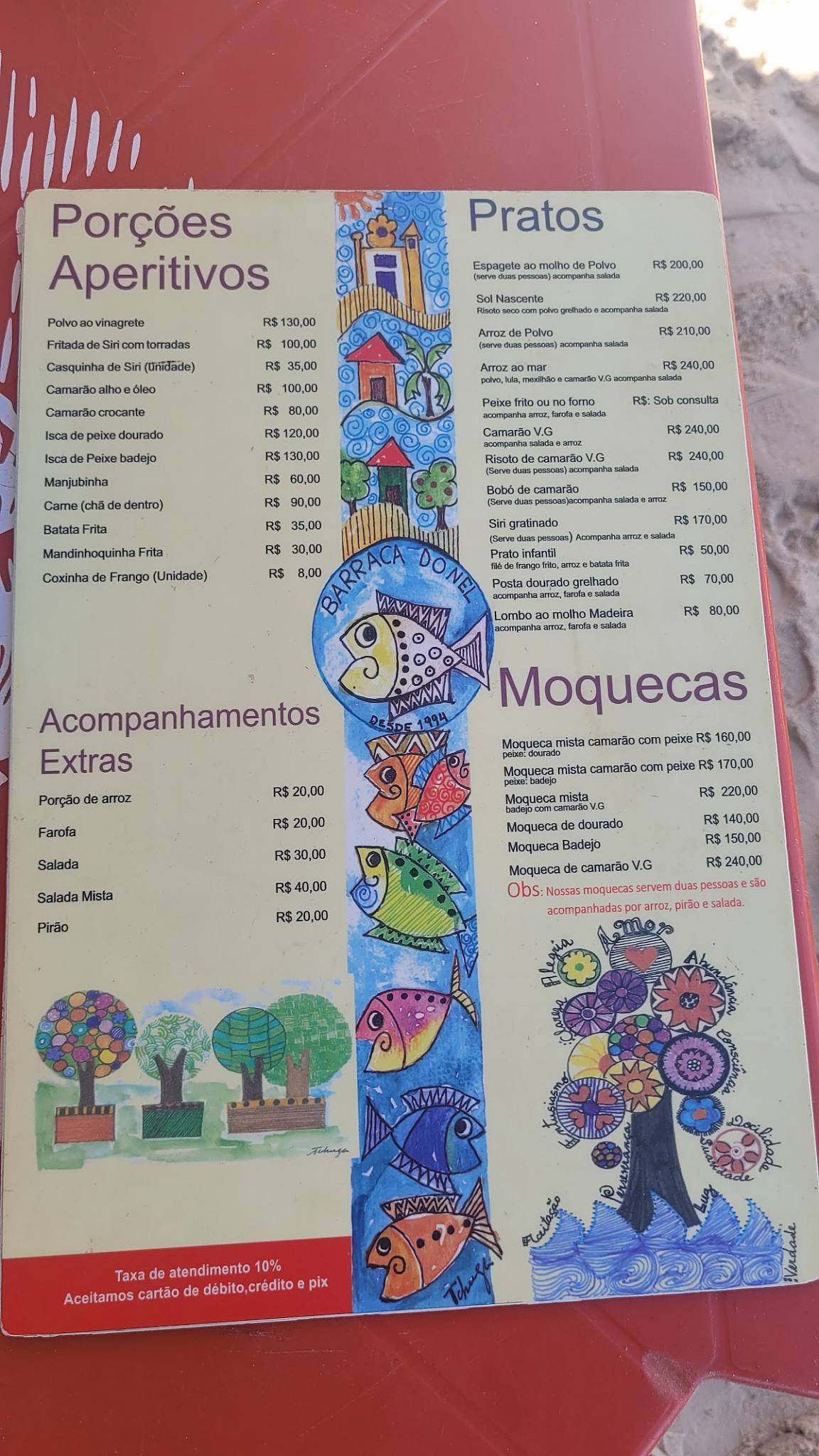 Barraca do Nel cardápio