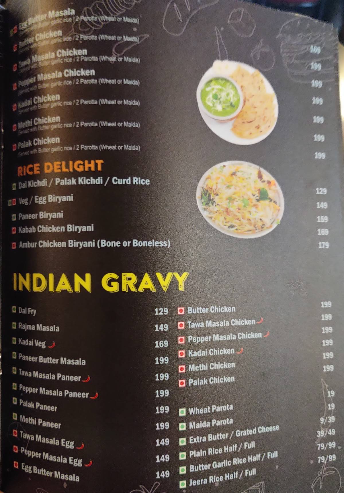 Menu at Basil Cafe, Manipal
