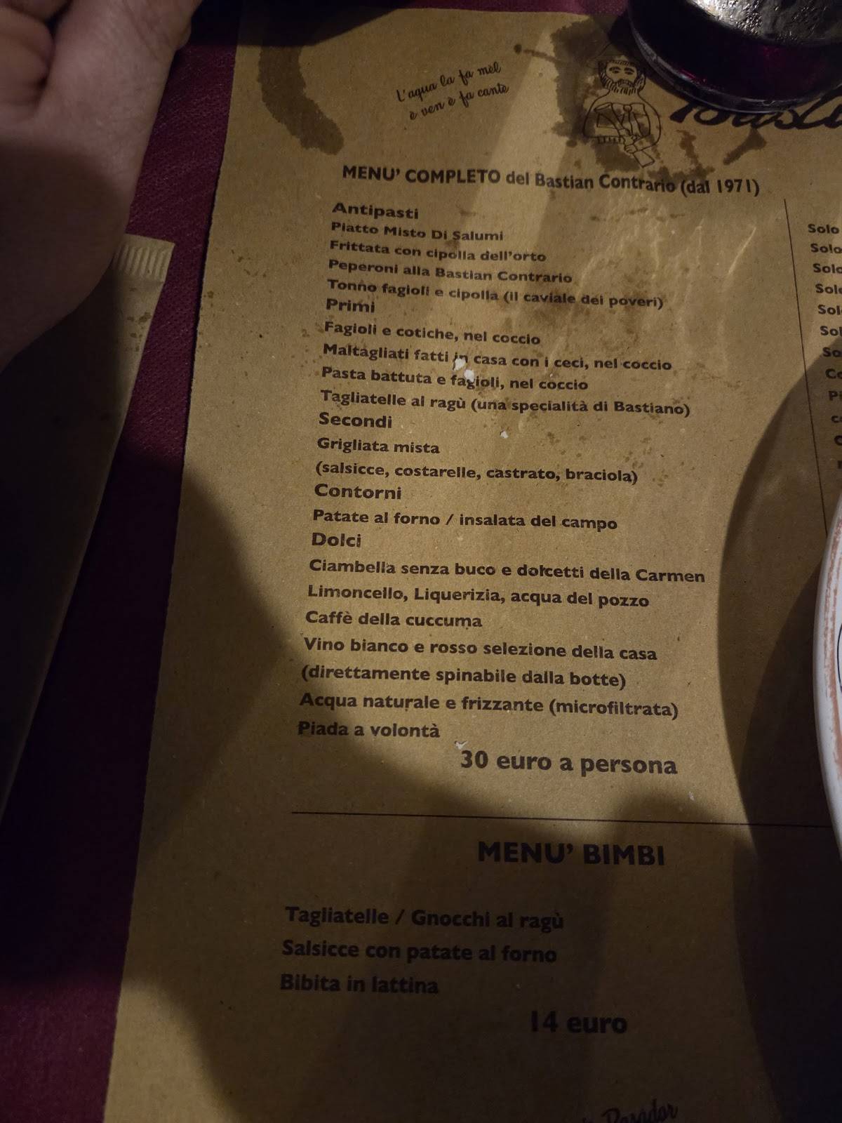 Menu di Bastian Contrario 