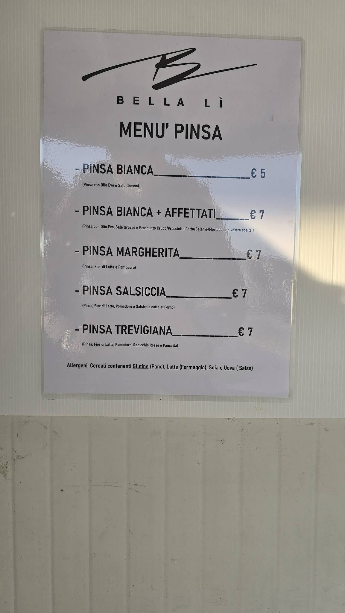 Menu di Piadineria BellaLì 