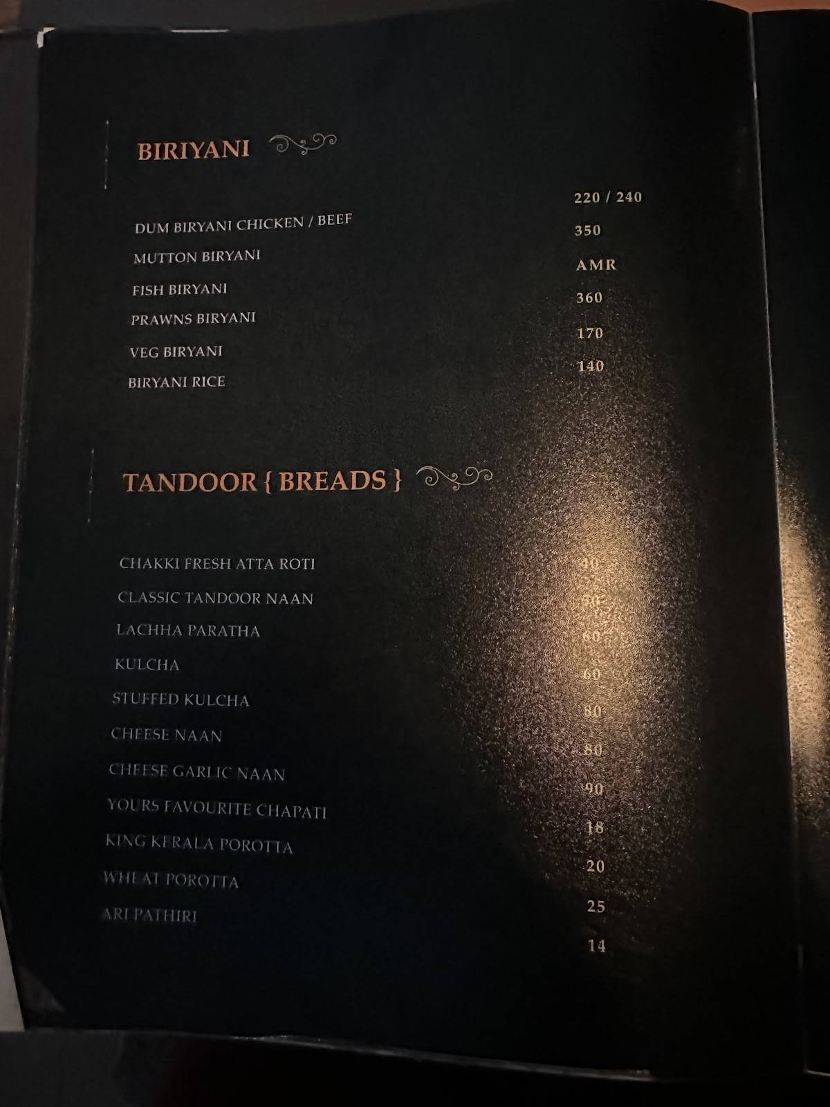 Bianco Restaurant menu