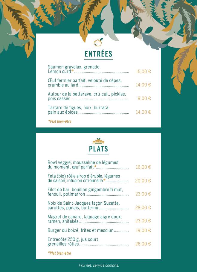 Menu de Restaurant Boizé