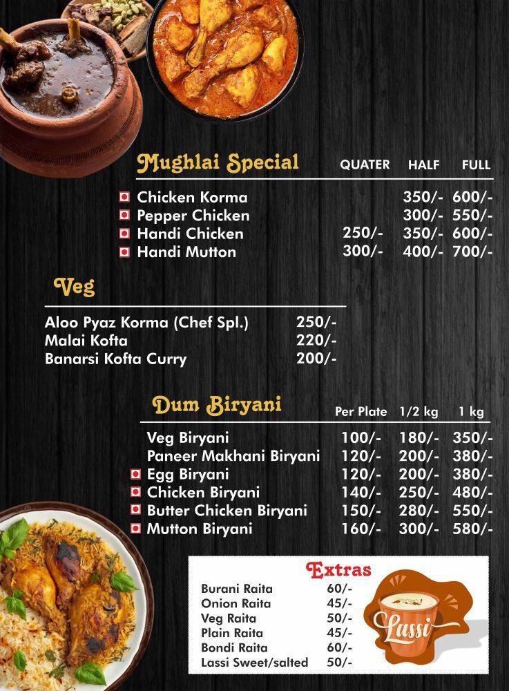 Boxer's kitchen menu