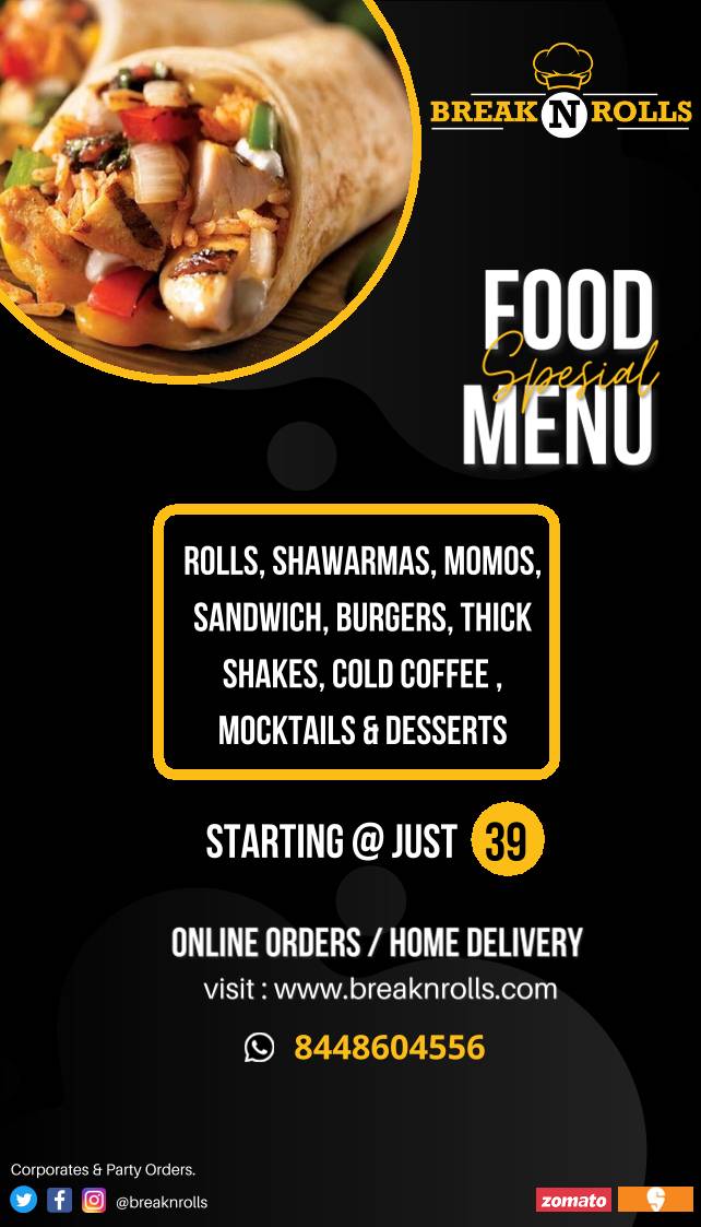Break N Rolls menu