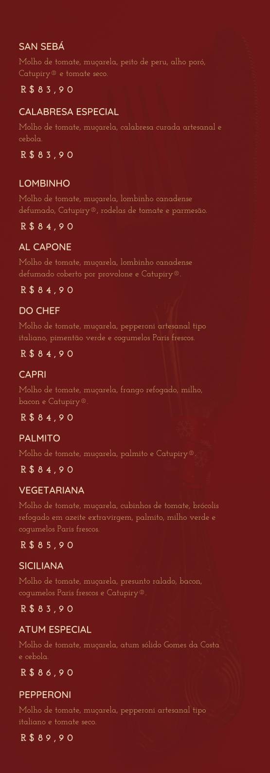 Brunholi Grill & Pizza cardápio