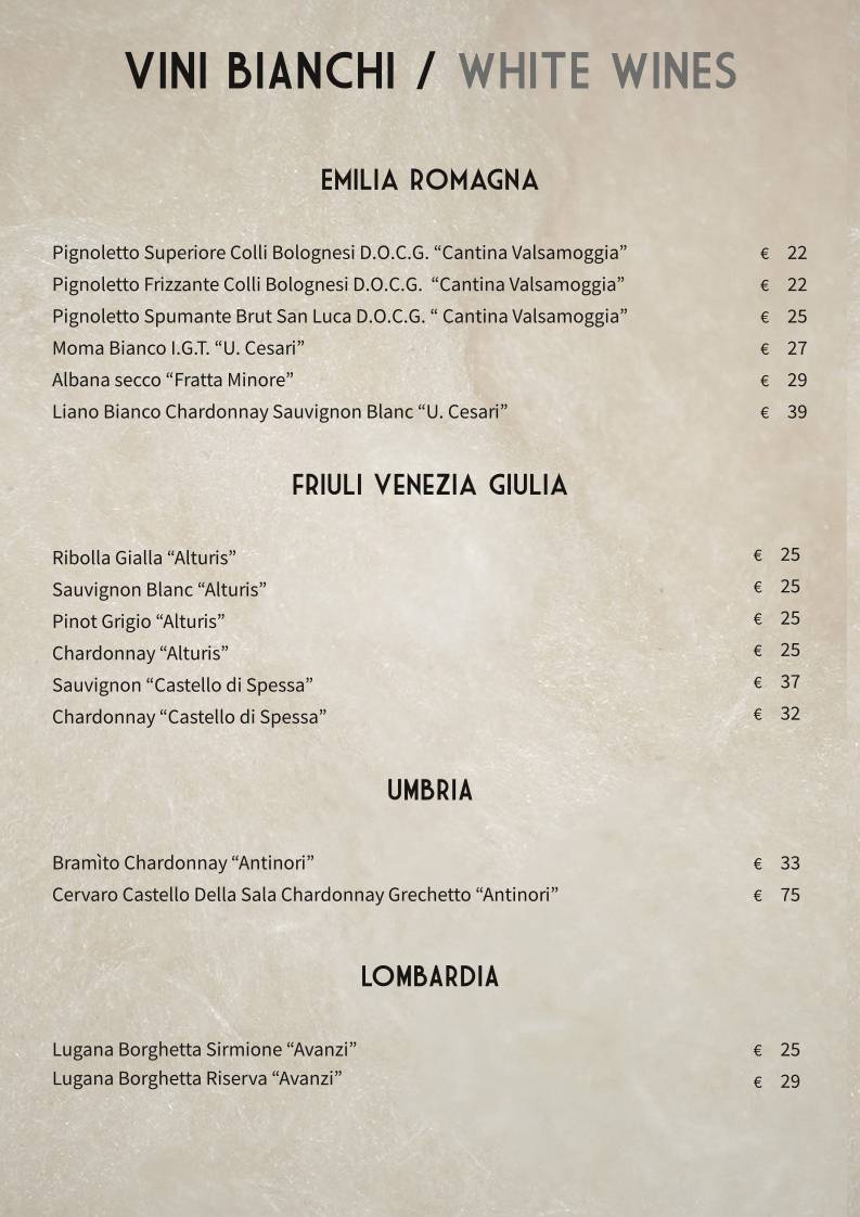Menu di Buca San Petronio 