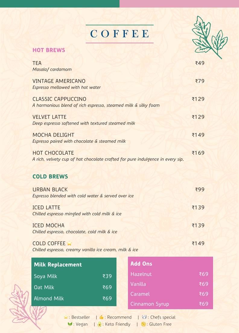 Café Caviar menu
