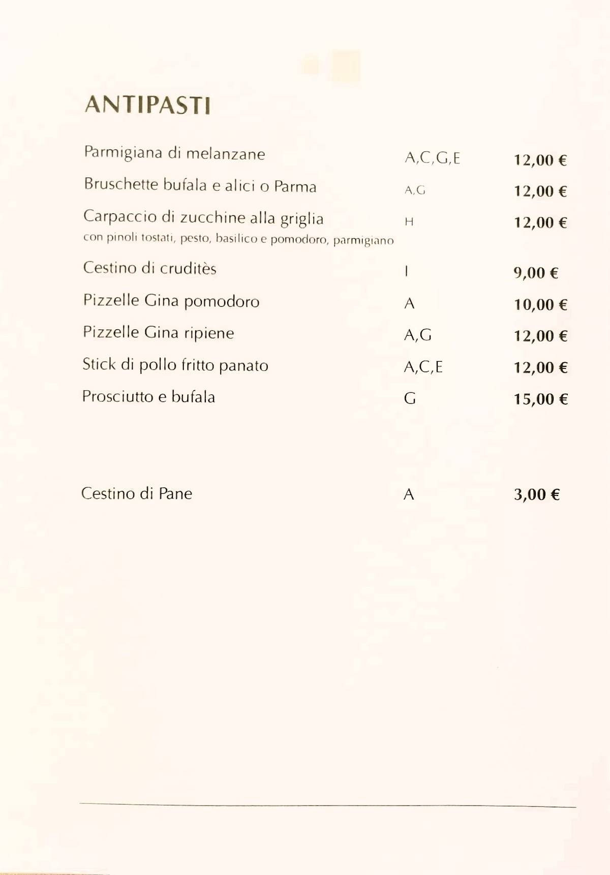 Menu di Ristorante Gina 