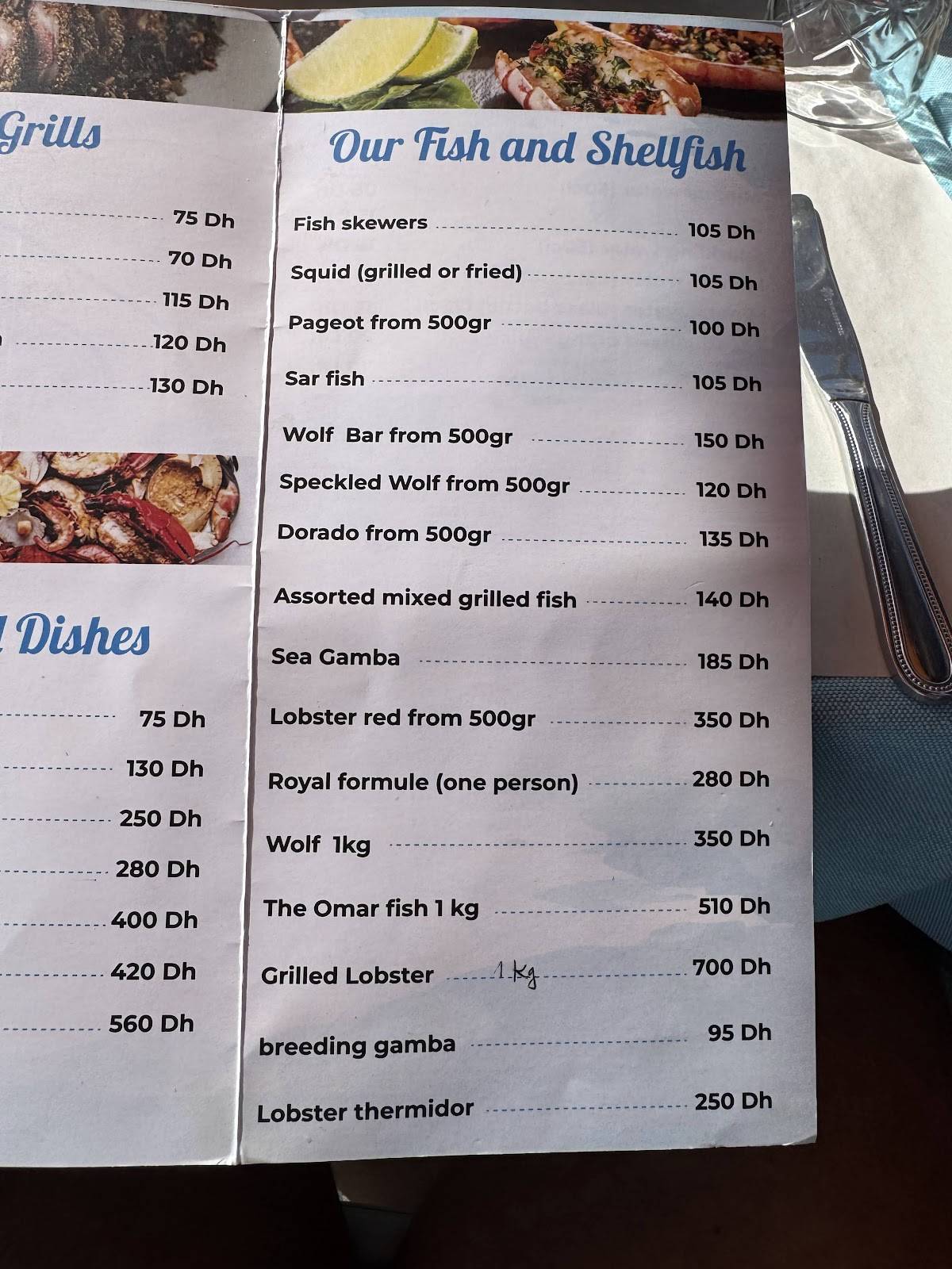 Menu de Restaurant Chez Brahim