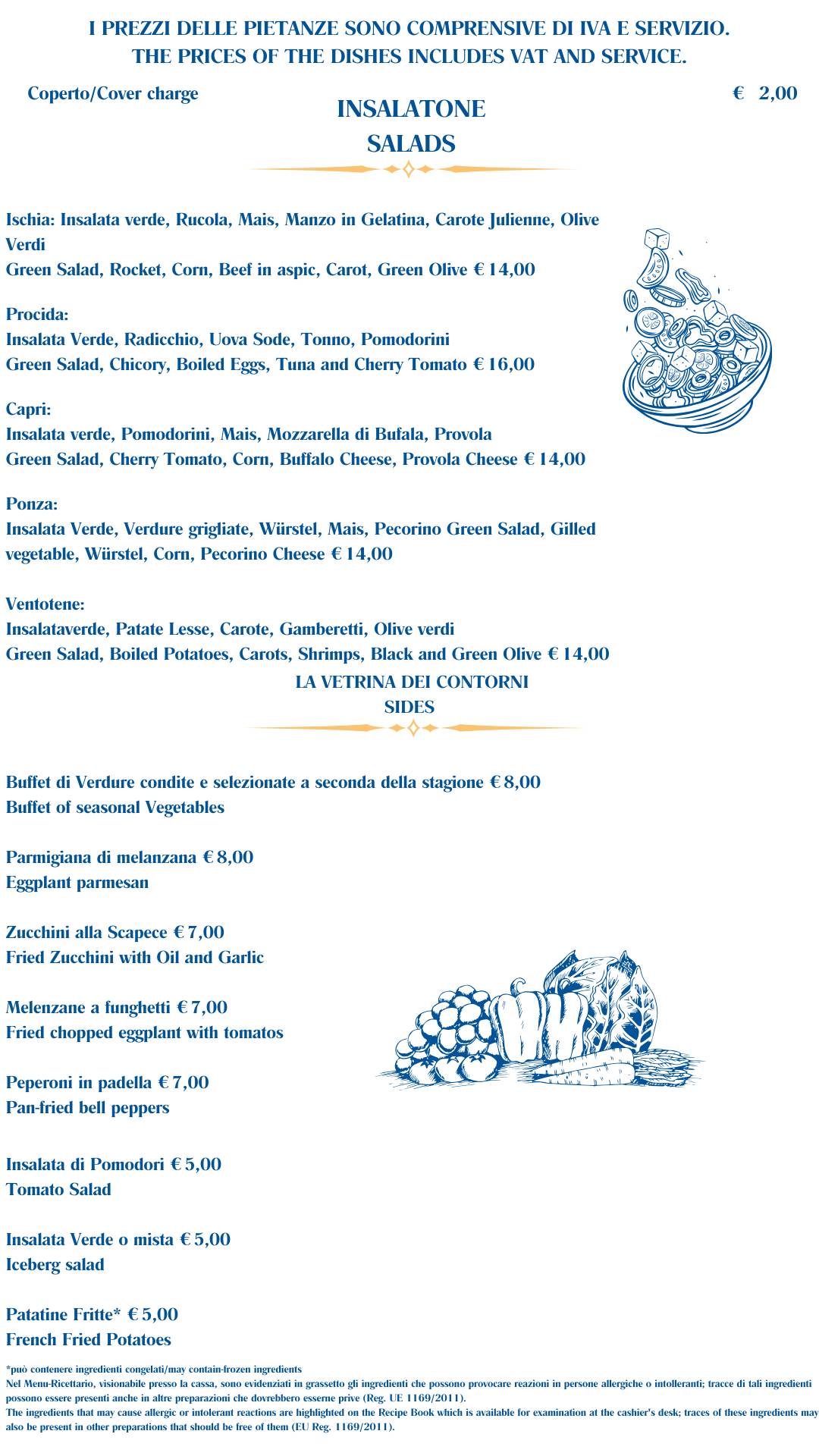Menu di Ristorante Ciro al Borgo Marinari 