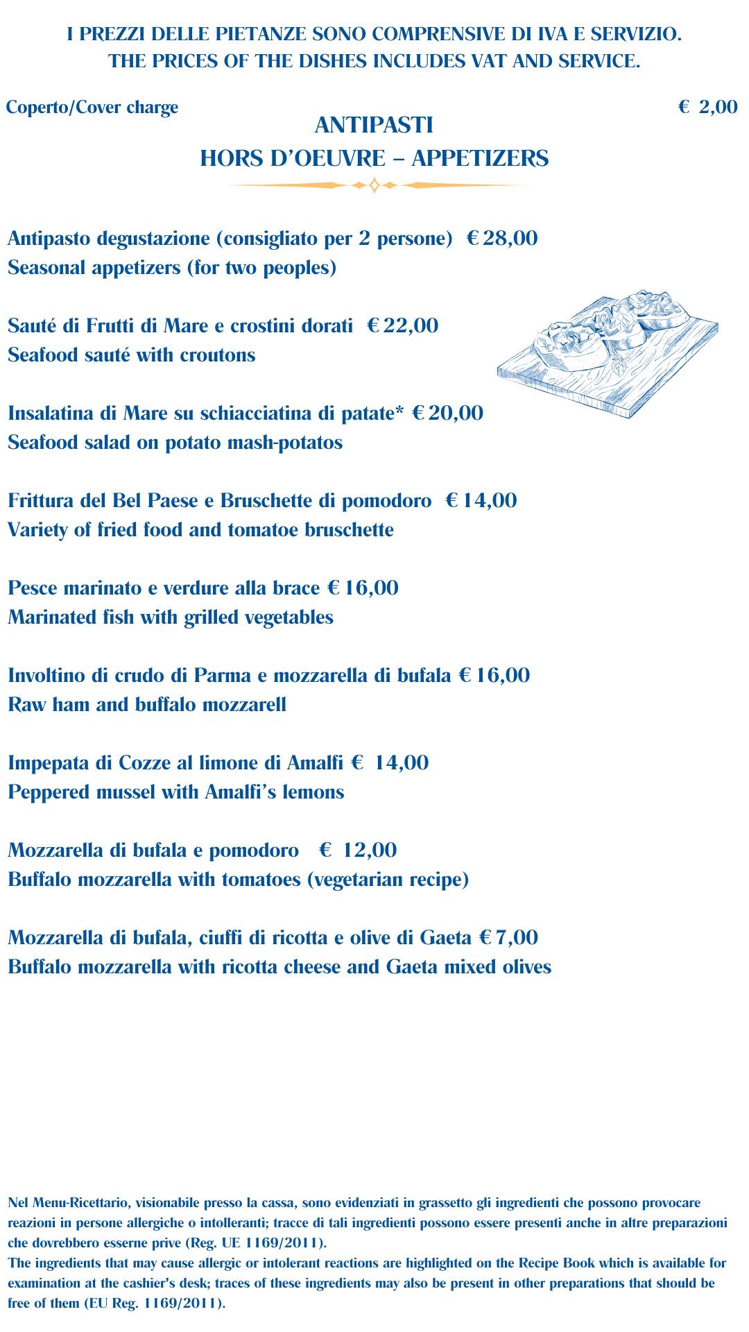Menu di Ristorante Ciro al Borgo Marinari 