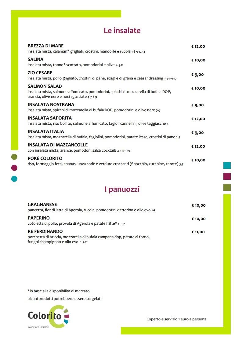 Menu di Colorito 