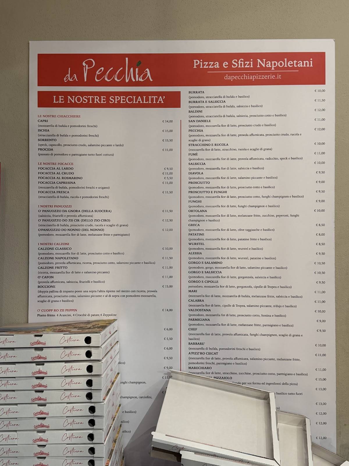 Menu di Da Pecchia Pizza e Sfizi Napoletani 