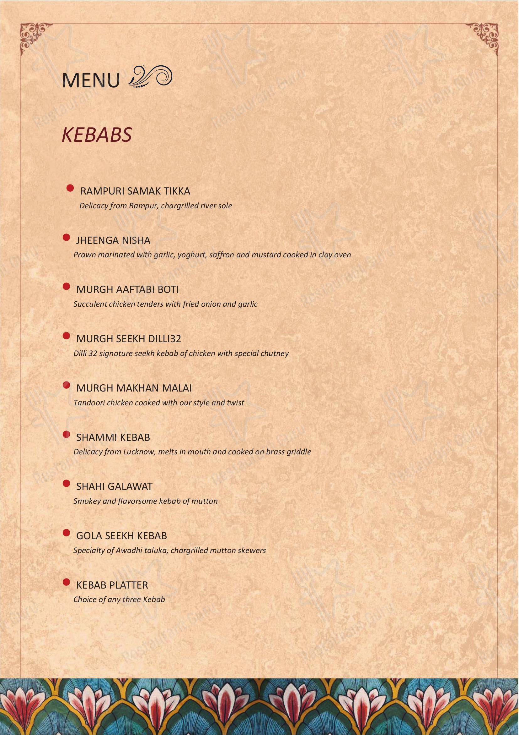 Menu for Dilli 32 in Delhi