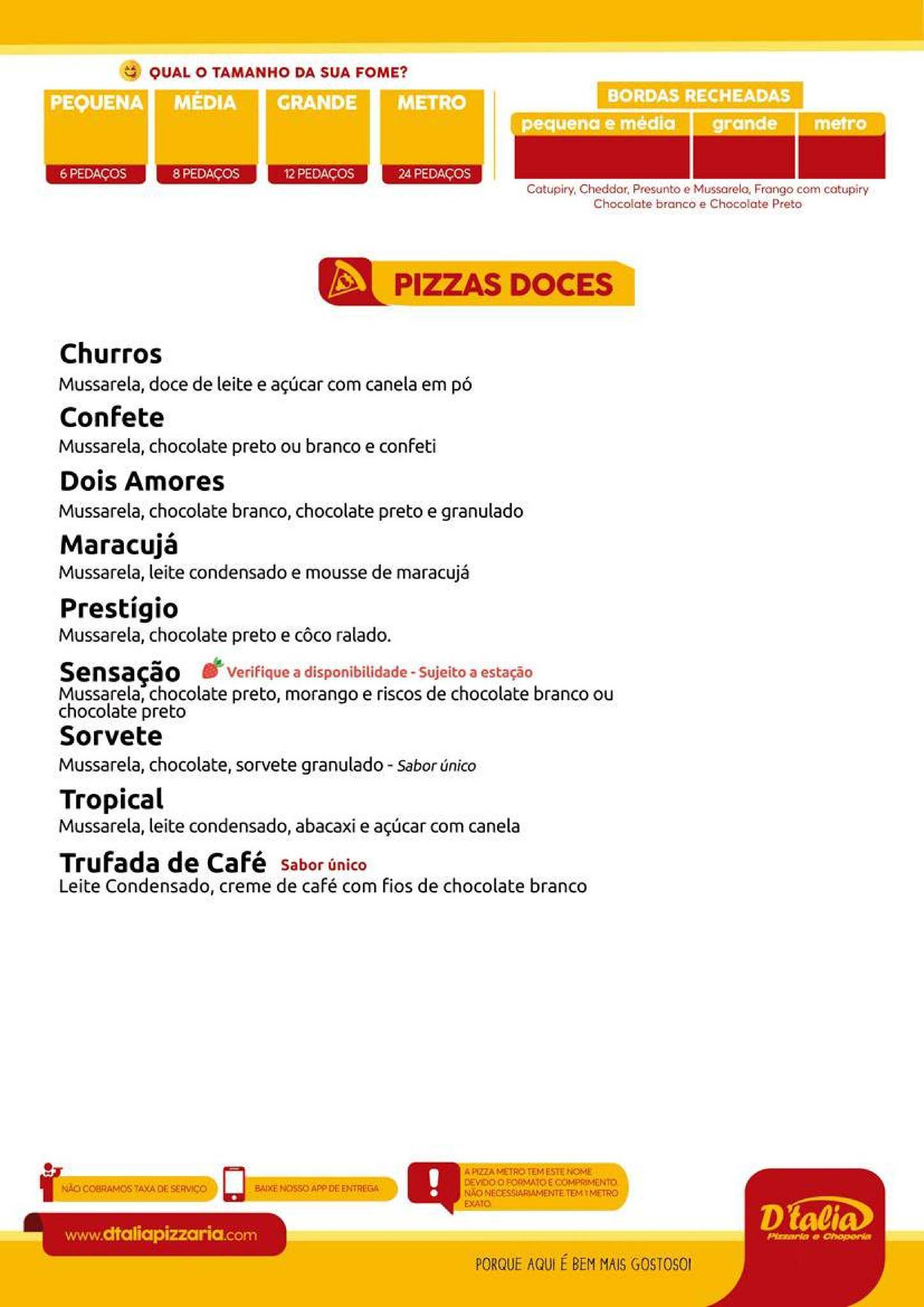D'talia Pizzaria e Choperia - Rondonópolis cardápio