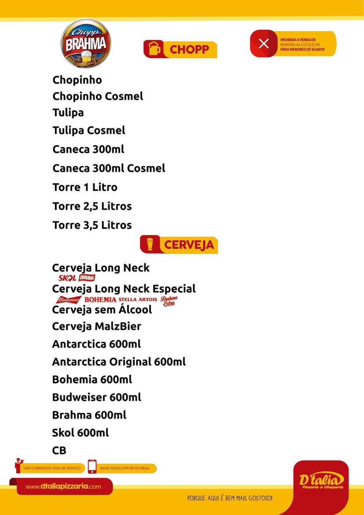 D'talia Pizzaria e Choperia - Rondonópolis cardápio