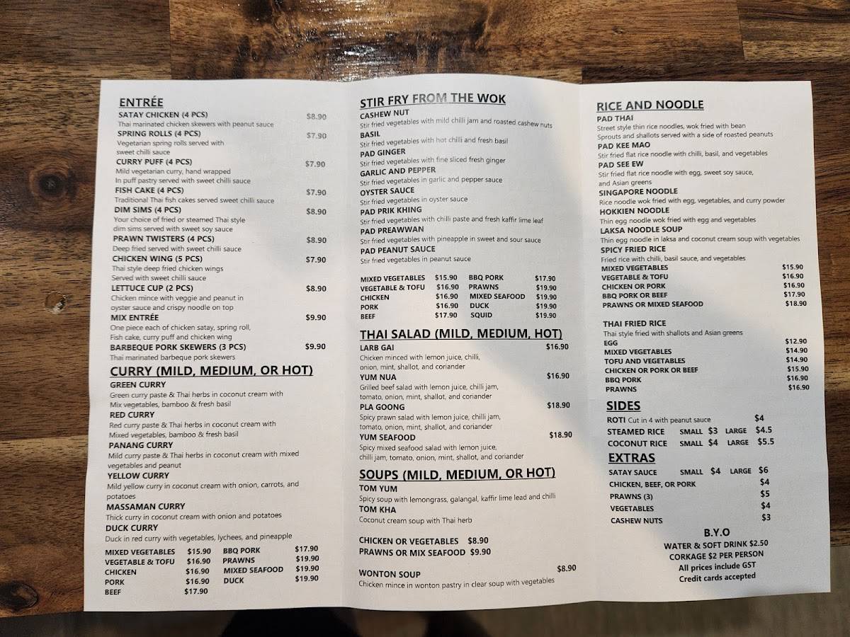 Menu at EZY Thai Restaurant Currumbin Fair, Currumbin Waters, 15/23