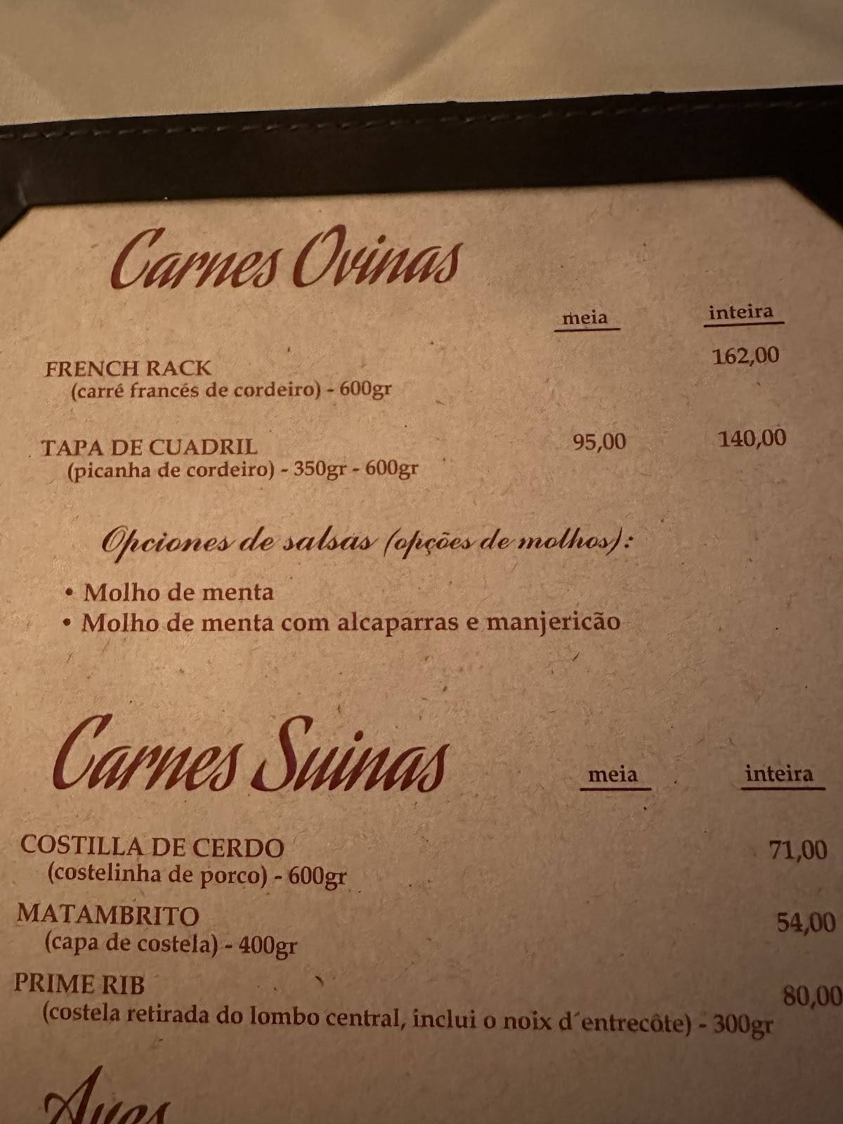 Restaurante El Tranvia (Itaim-Bibi) cardápio