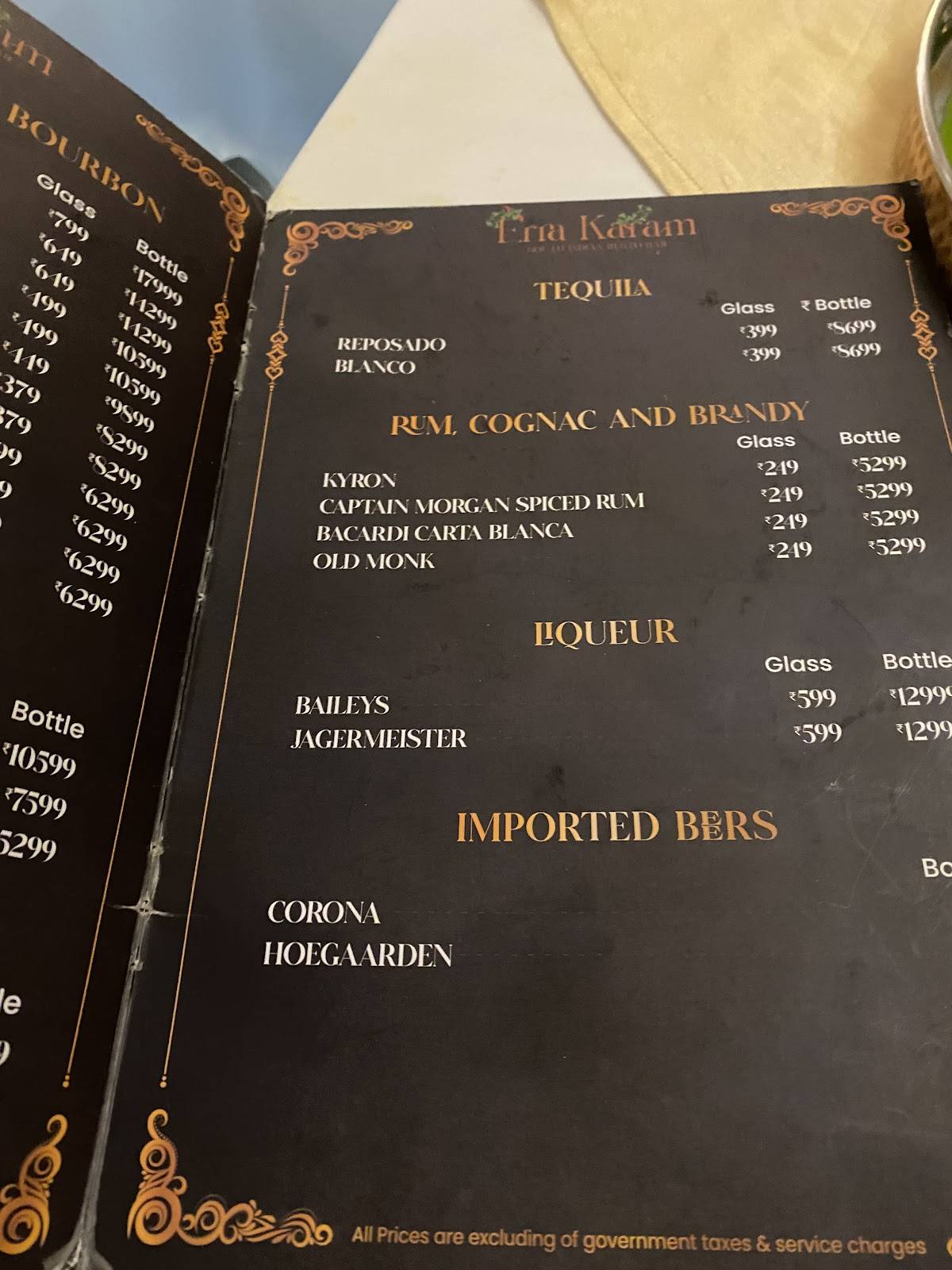 Erraa Karam - South Indian Resto Bar menu