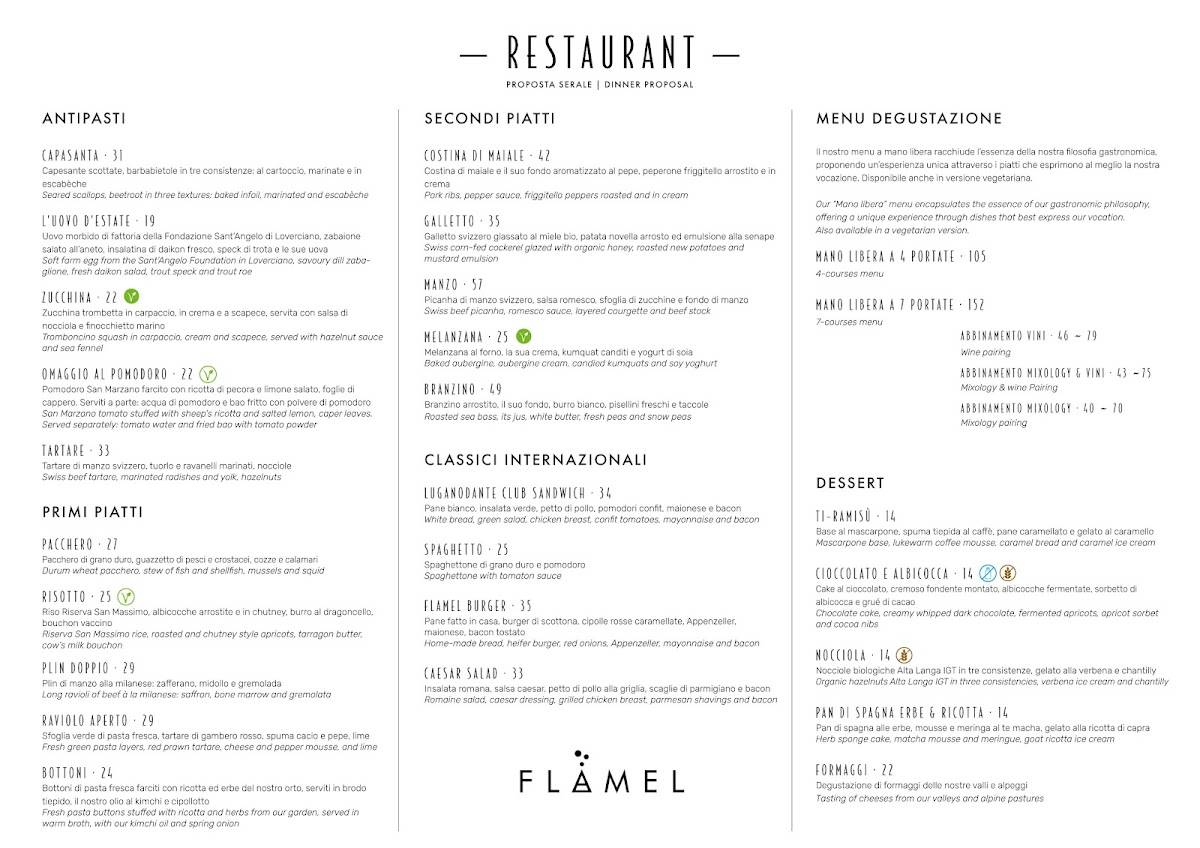 Menu di FLAMEL Restaurant & Mixology Bar 