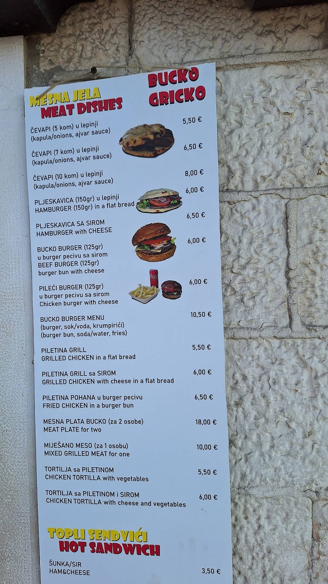 Menu di Fast food Gricko 