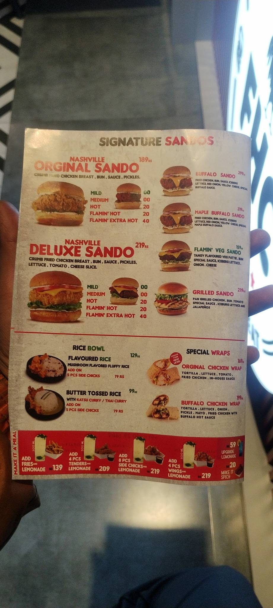 Flamin' Hot Chicken - Kottayam menu