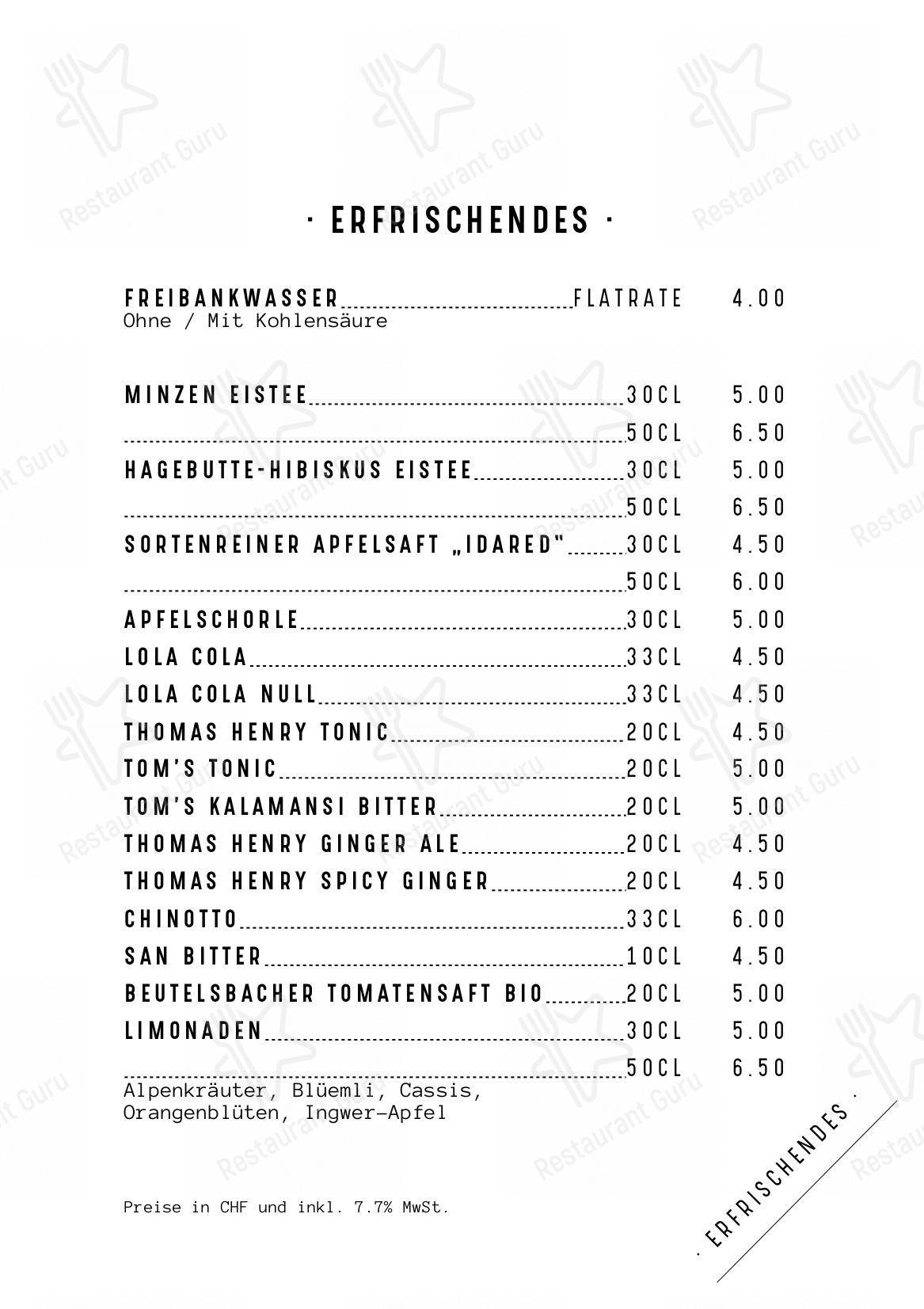 Menu di FREIBANK Speis & Trank - Menu