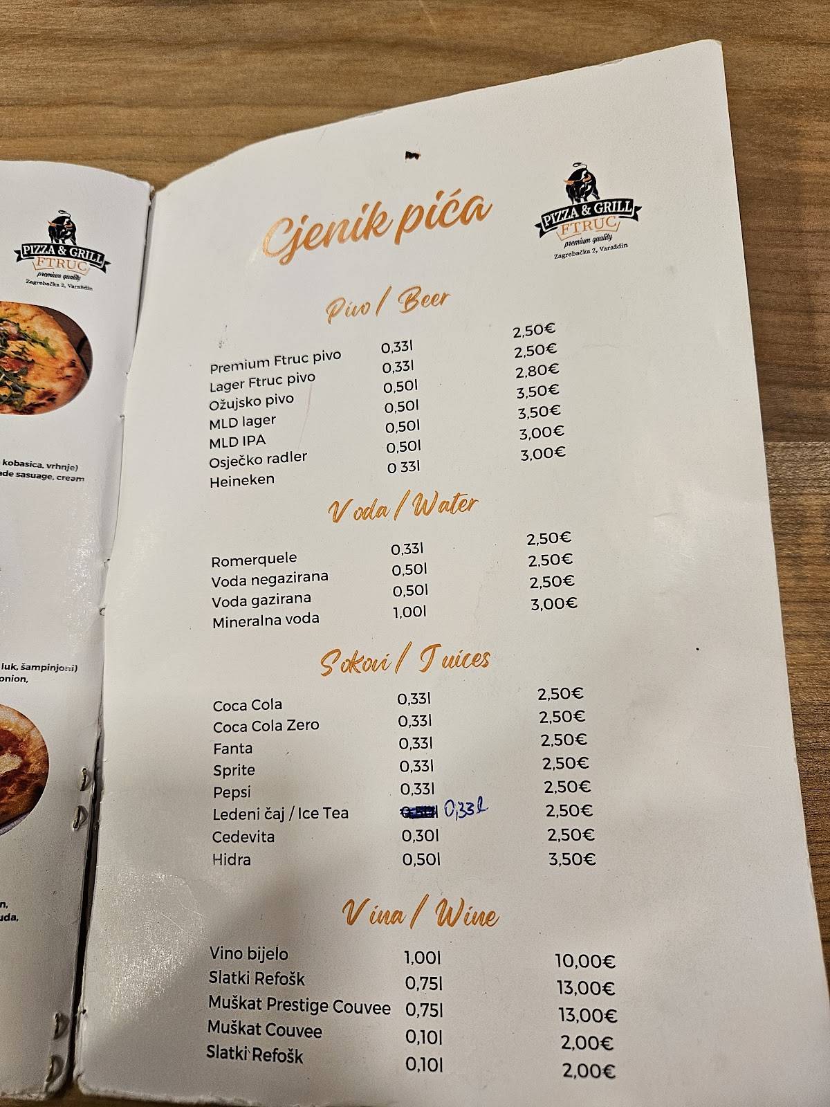 Menu di Ftruc Pizza & Grill 