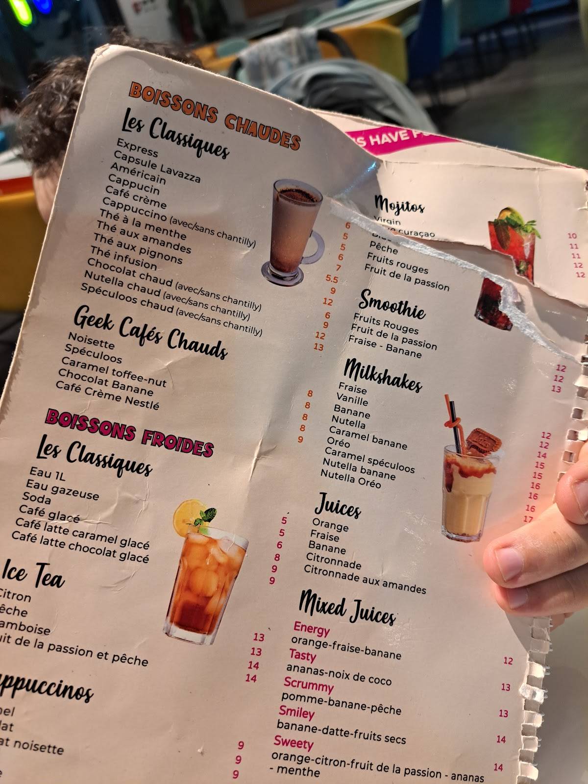 Menu de GEEK Gammarth