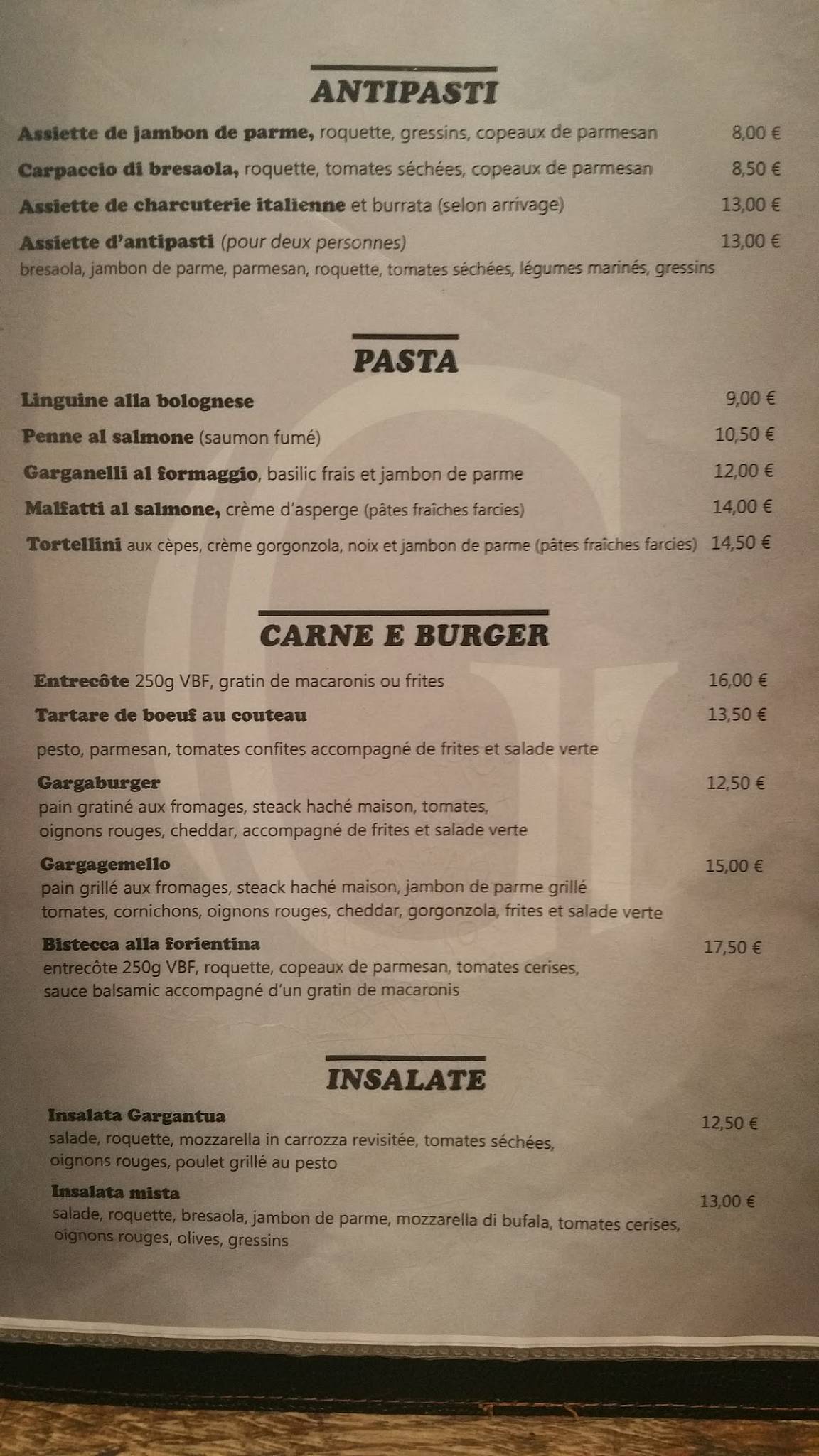 Menu de Gargantua