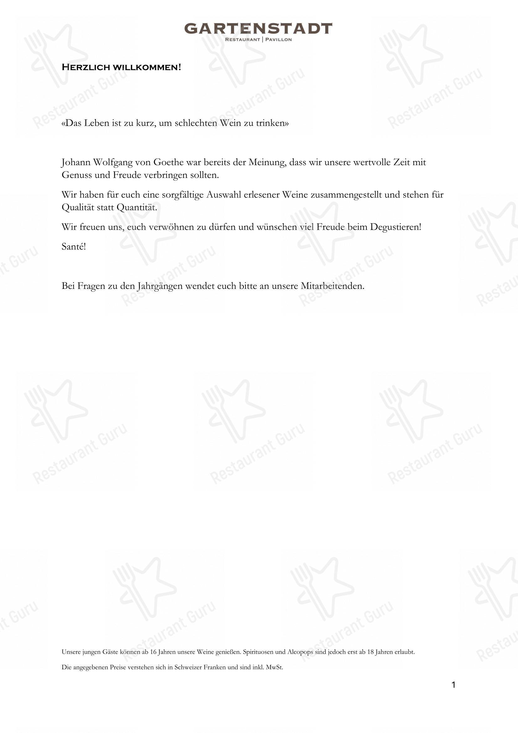 Menu bar per Restaurant Gartenstadt mit Pavillon in Münchenstein