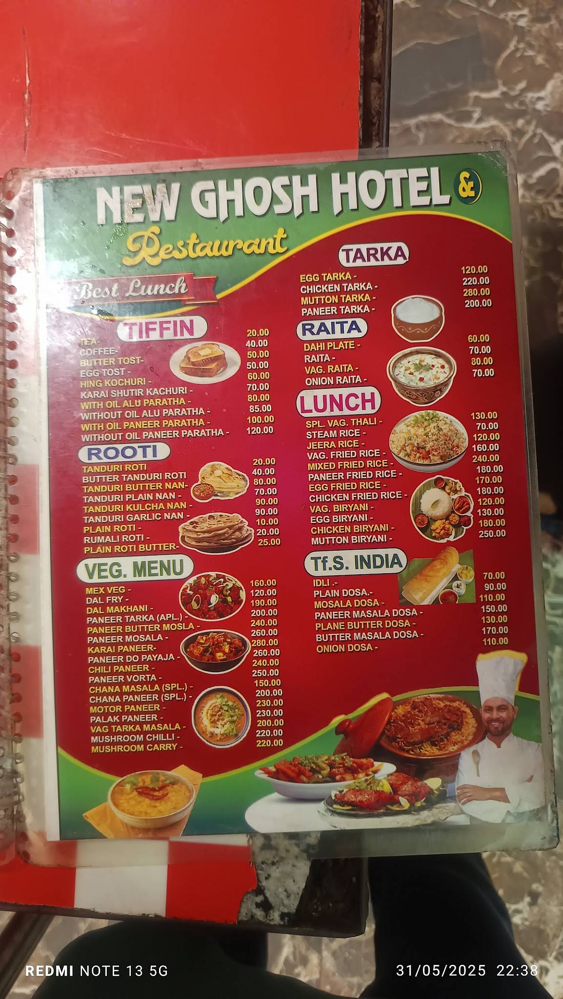 Ghosh Hotel & Restaurant menu