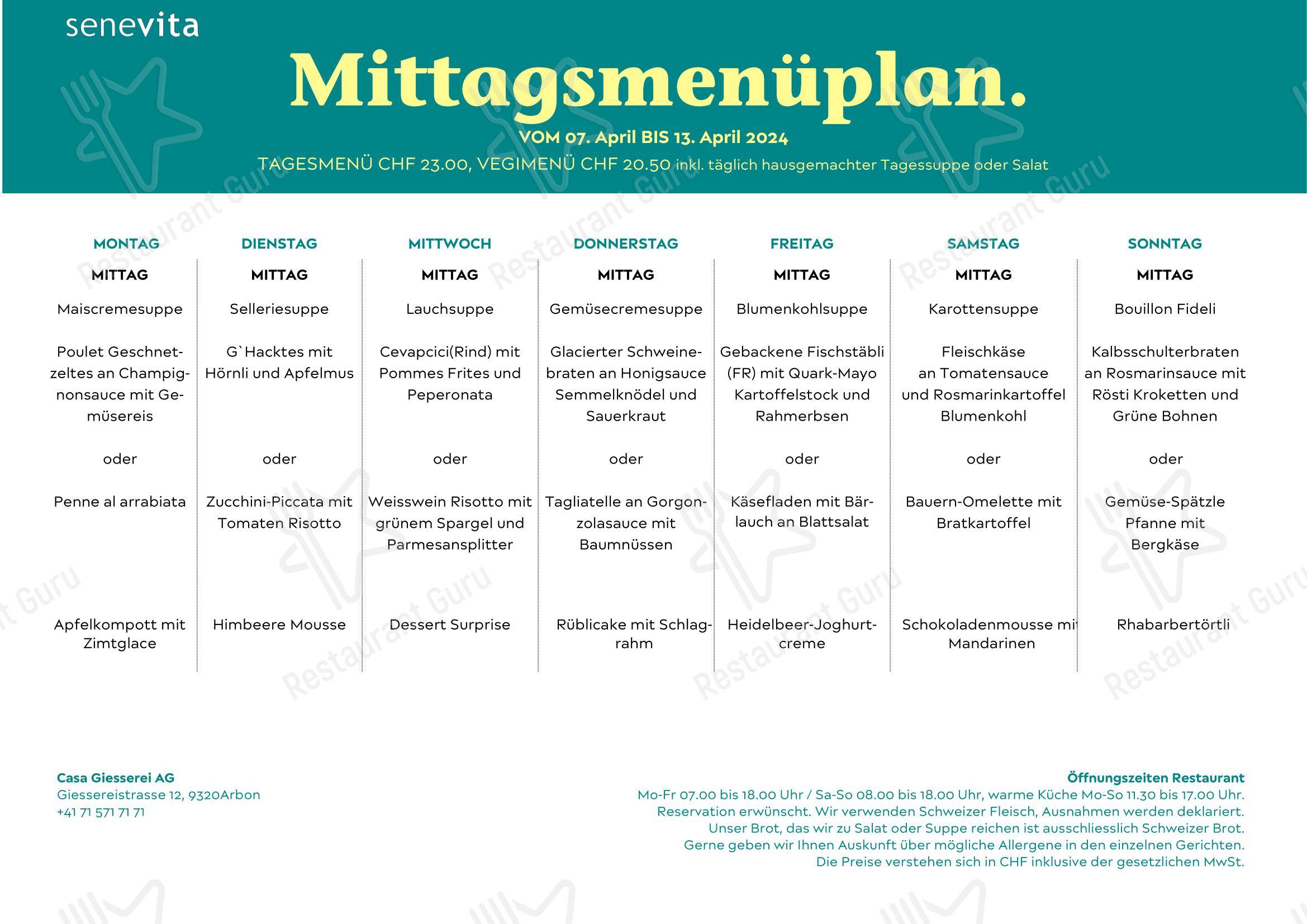 Коктейльная карта per Restaurant Giesserei in Arbon