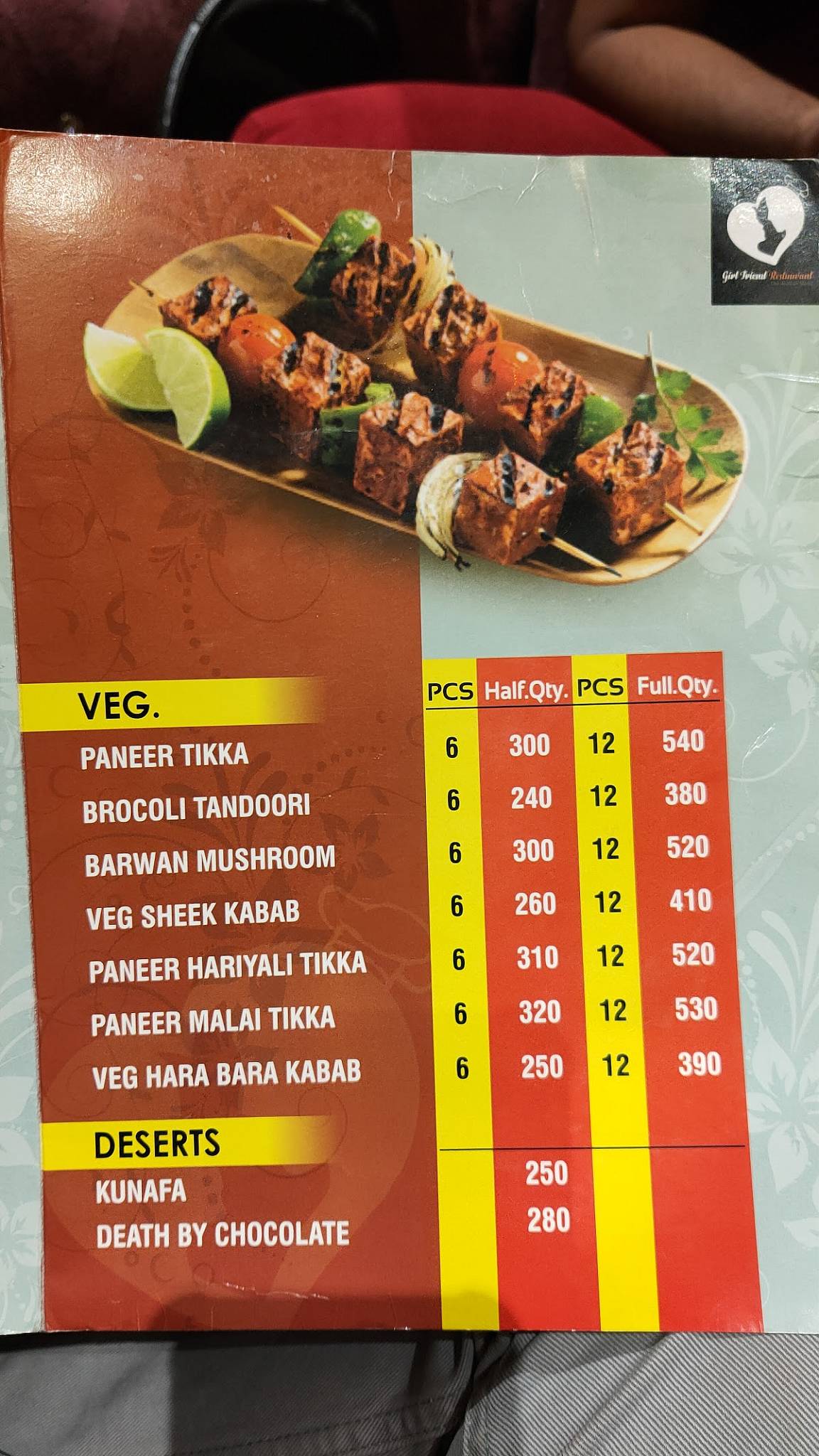 Girlfriend Mandi menu