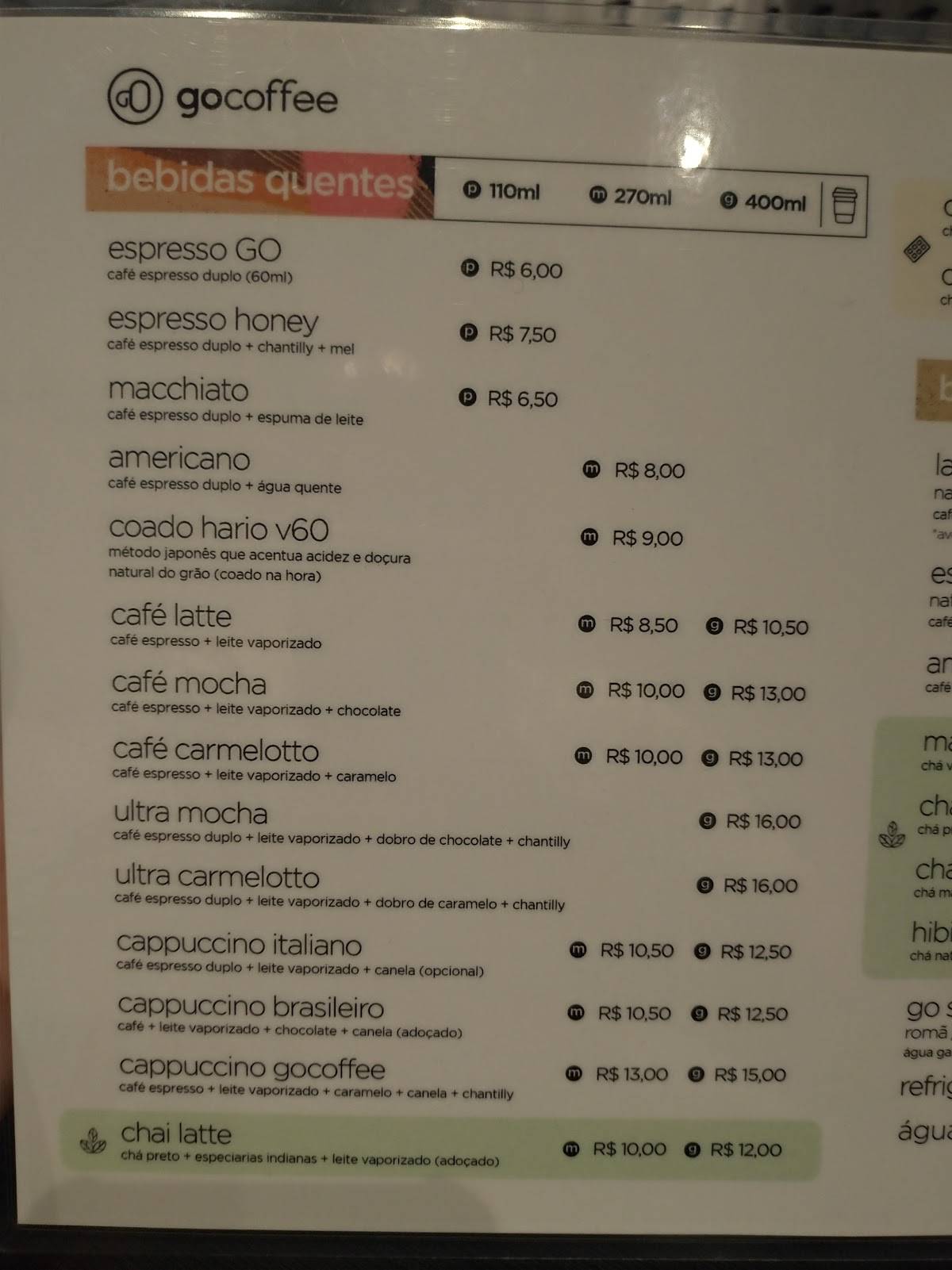 Cafeteria Go Coffee Boqueirão Santos cardápio