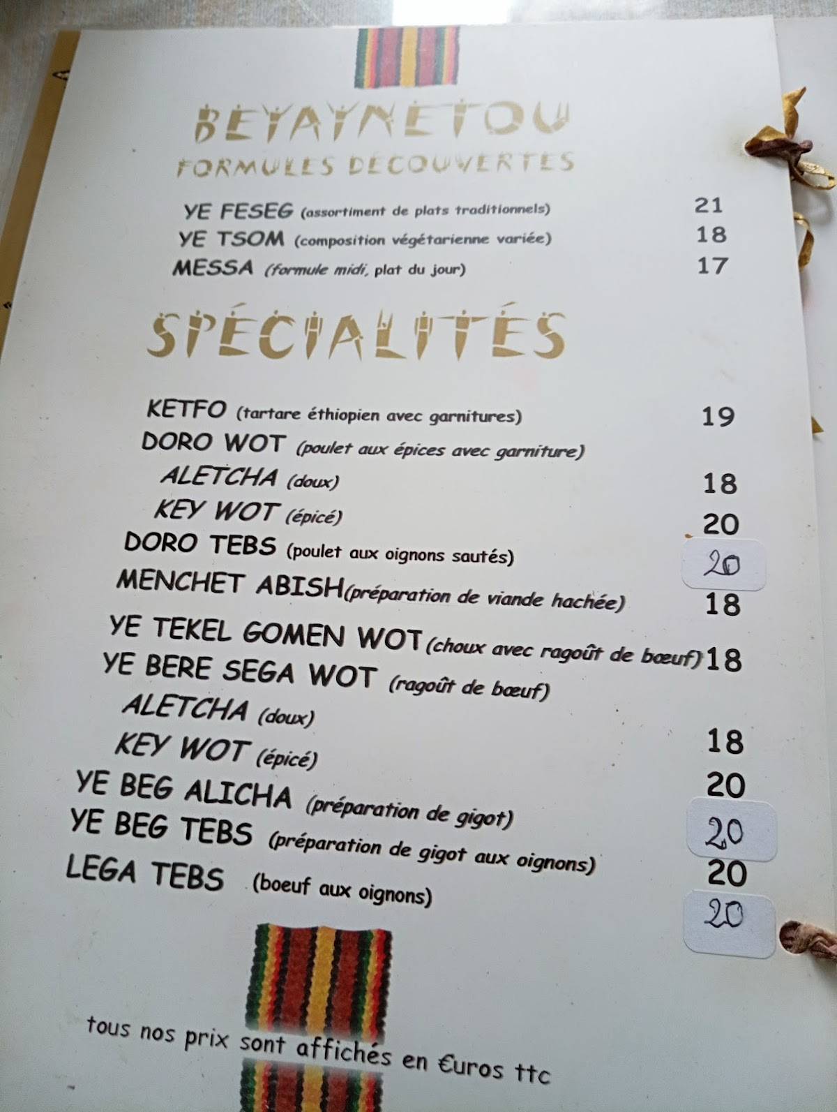 Menu de Restaurant Godjo