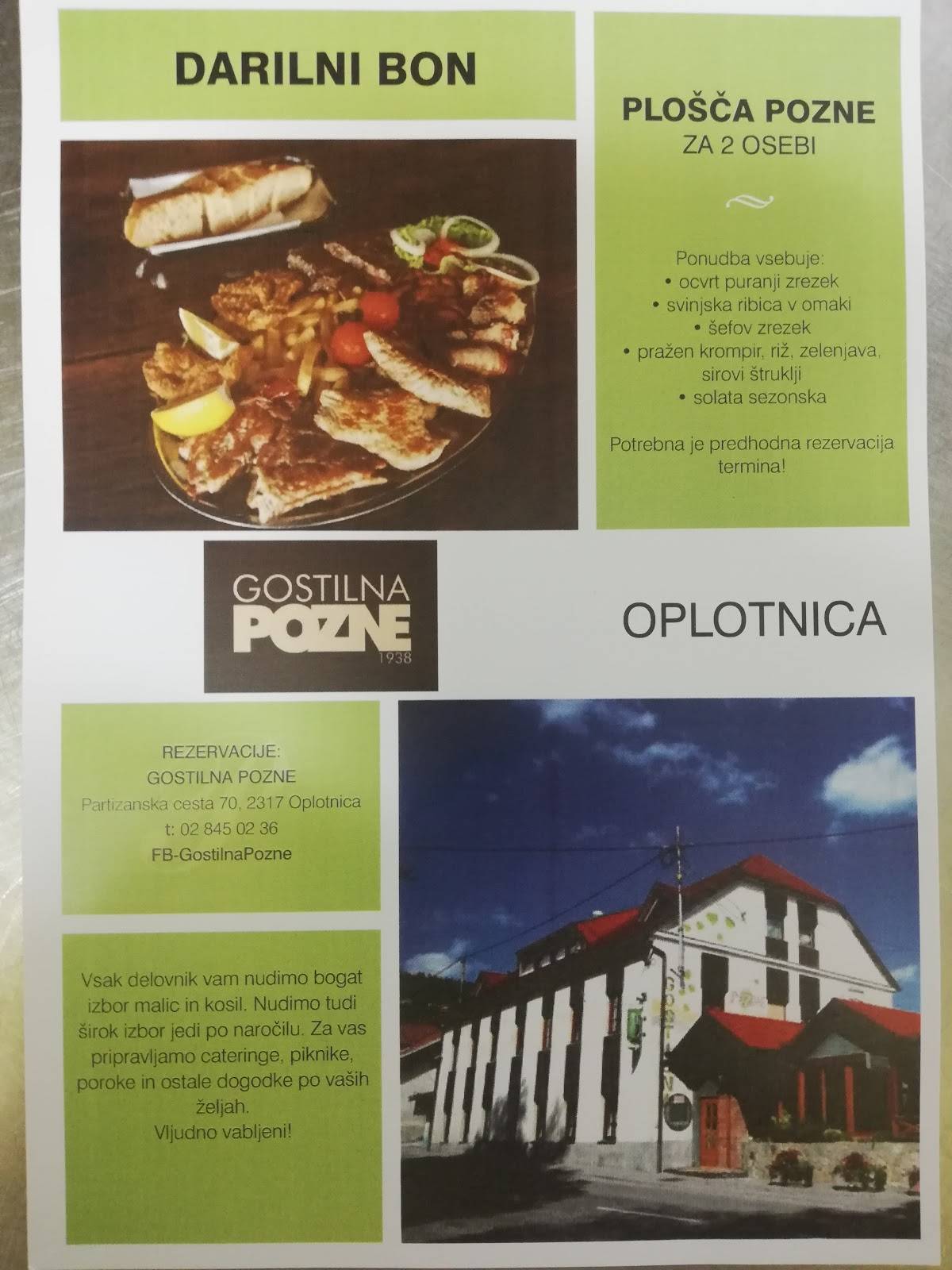 Menu di Gostilna Pozne 
