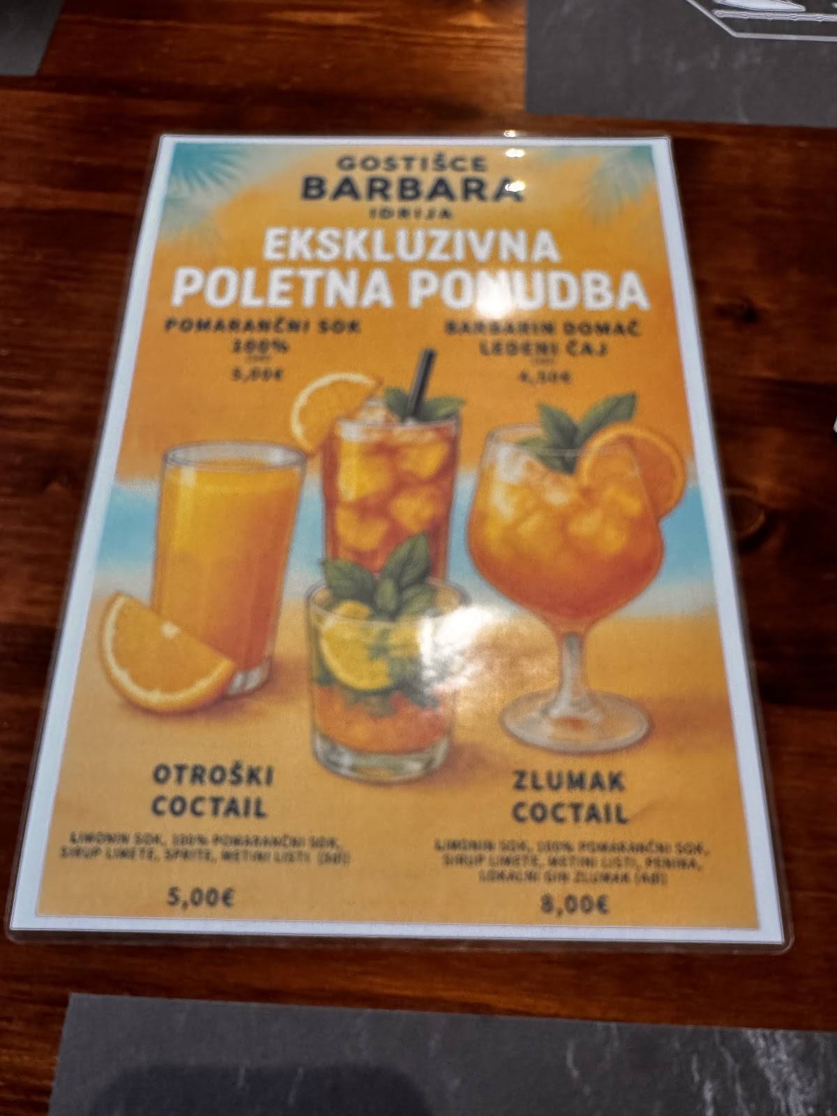 Menu di Gostišče Barbara 