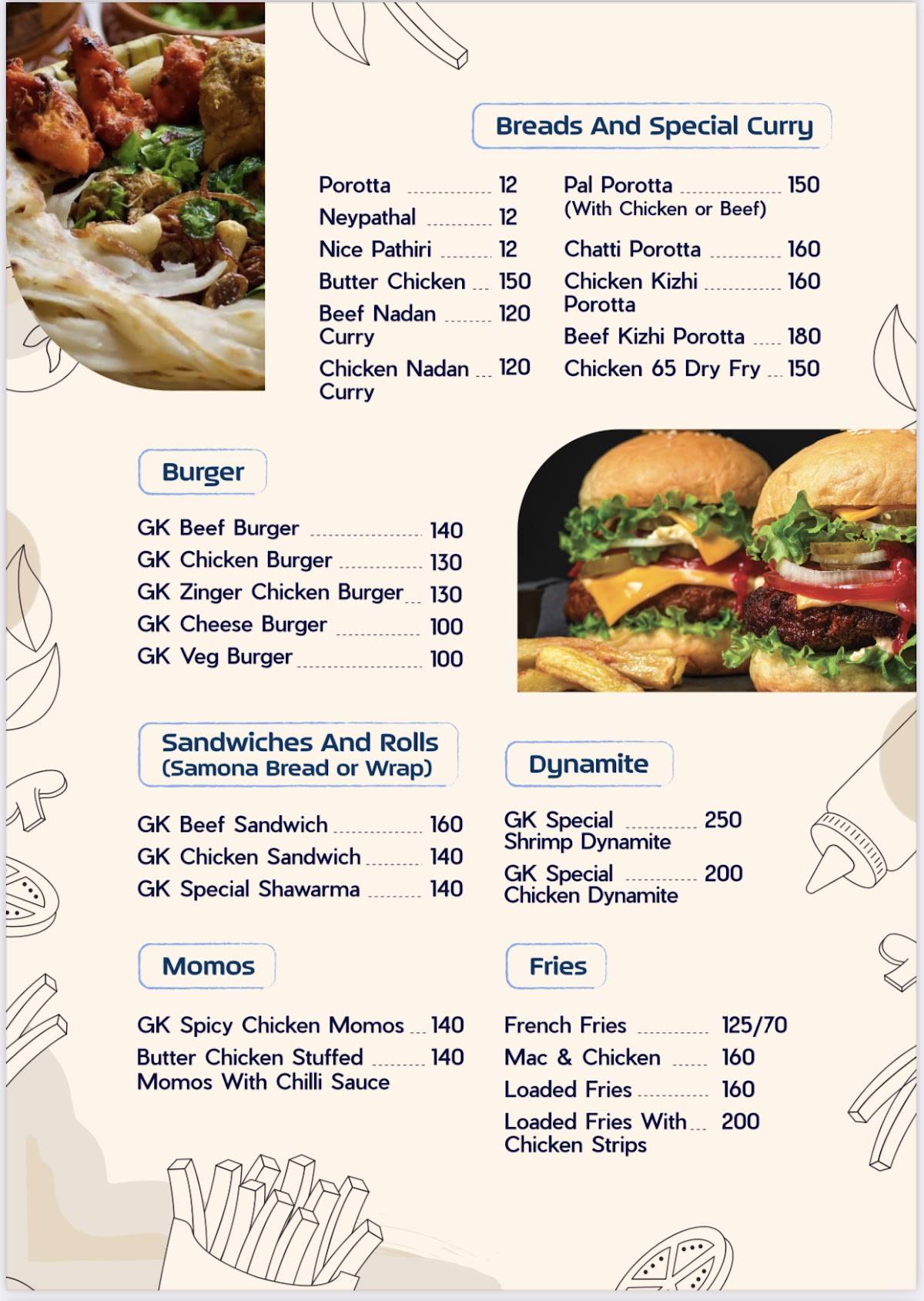 Gypsy Kitchen menu