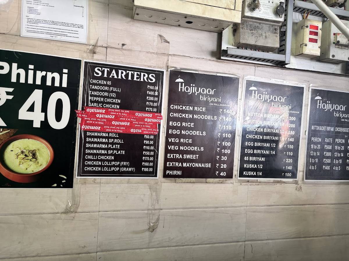 HAJIYAAR BIRIYANI menu