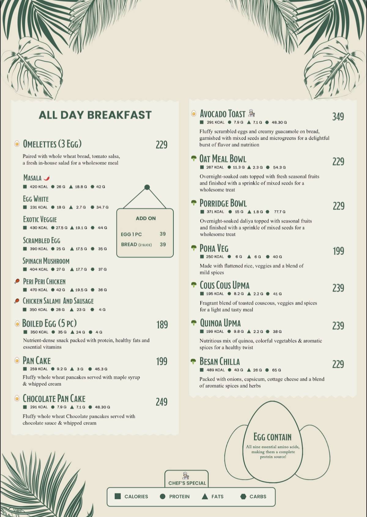 Healthy Chef menu
