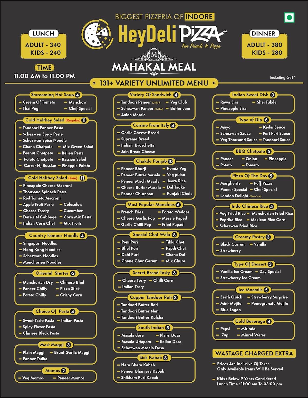 Menu at Heydeli Pizza, Indore