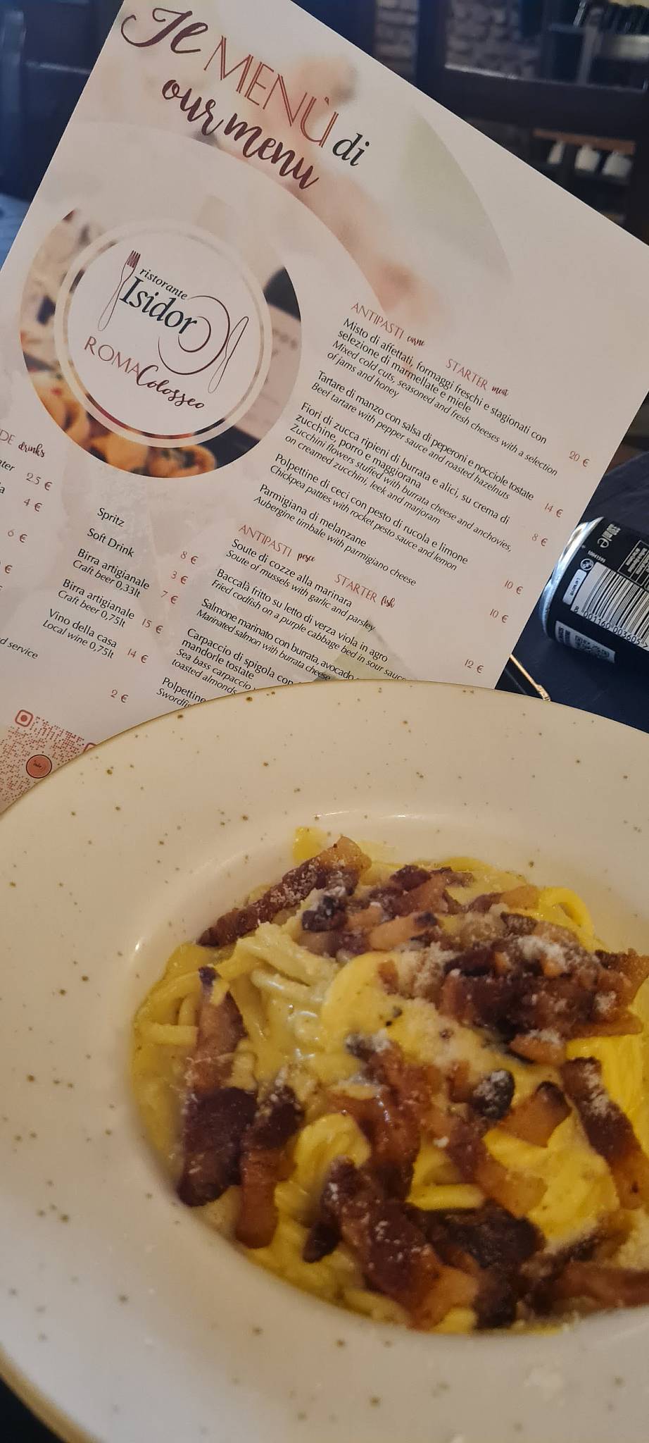 Menu di Hostaria Isidoro 