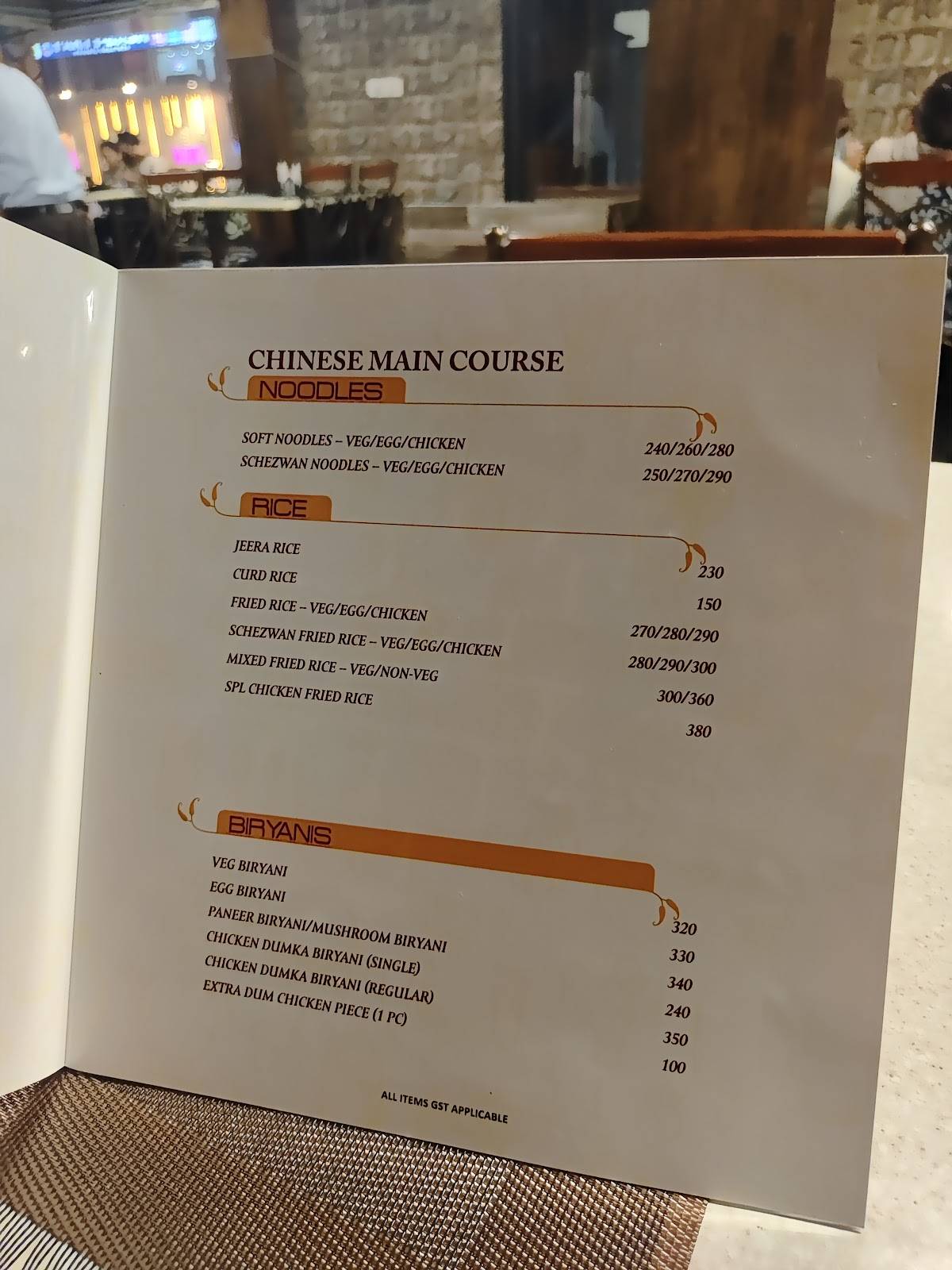 Hyderabad Chefs menu
