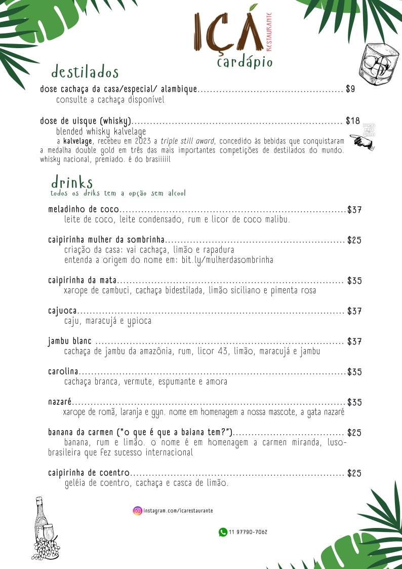 Iça Restaurante cardápio